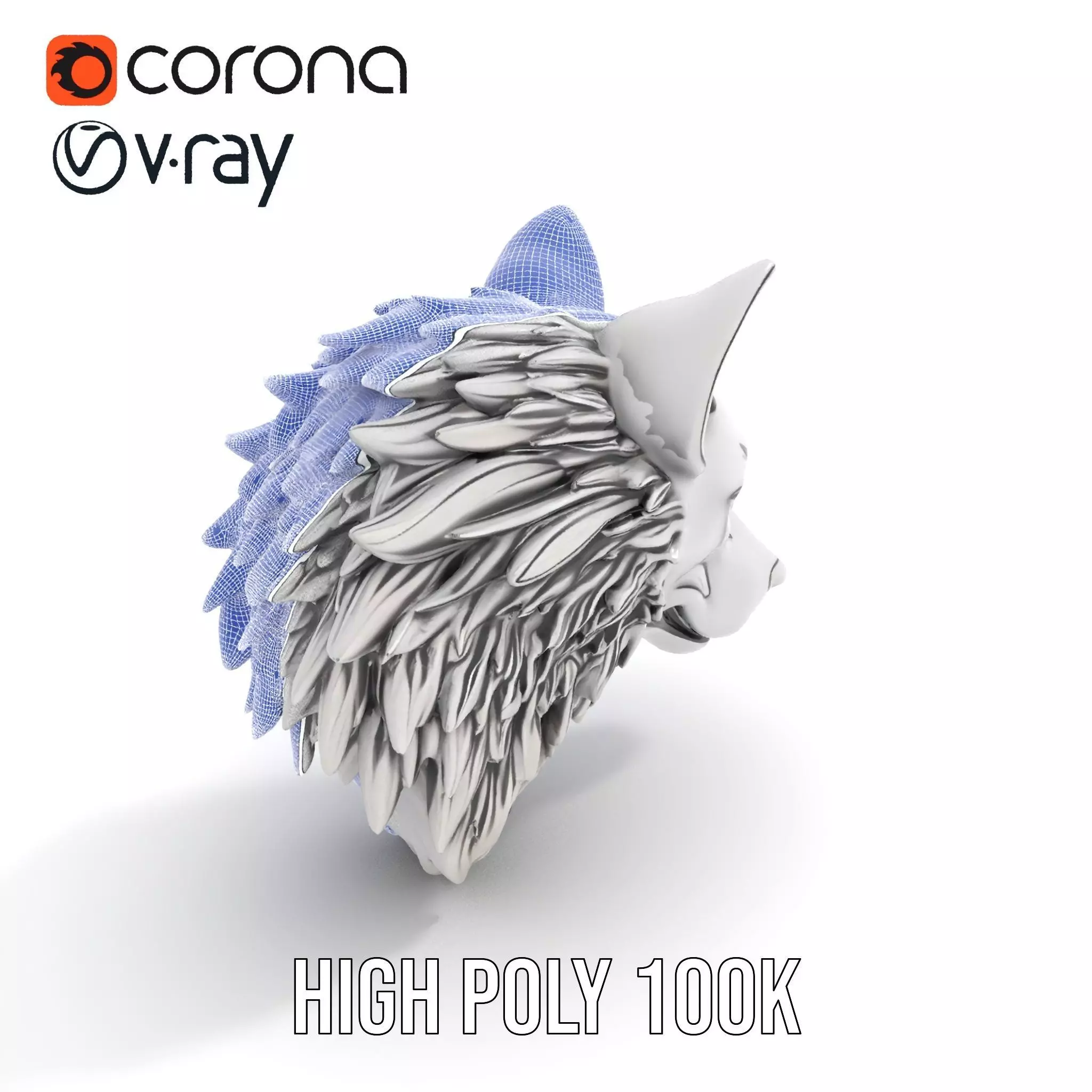 Silver Wolf Pendant model pack Low-poly 3D model_33
