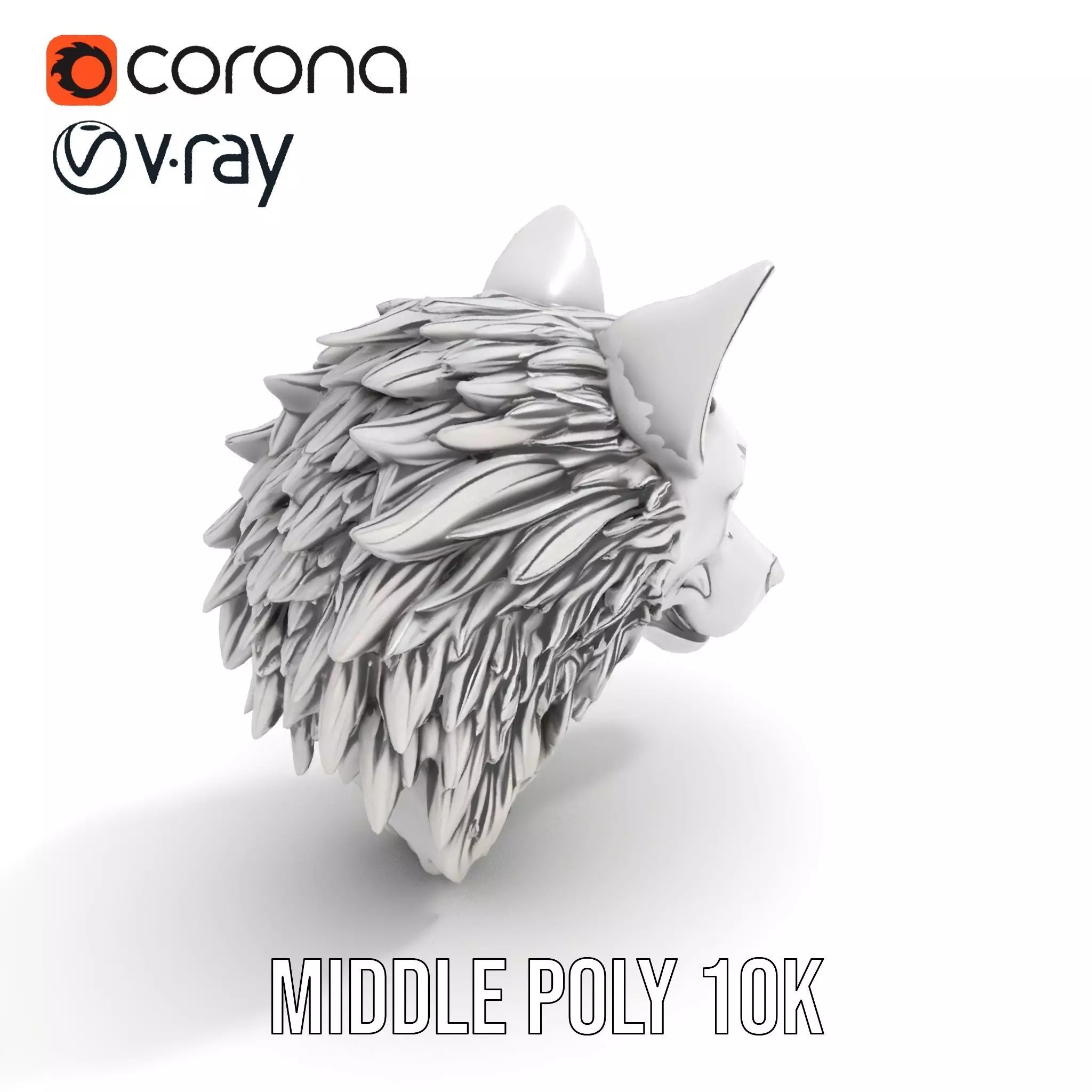 Silver Wolf Pendant model pack Low-poly 3D model_6