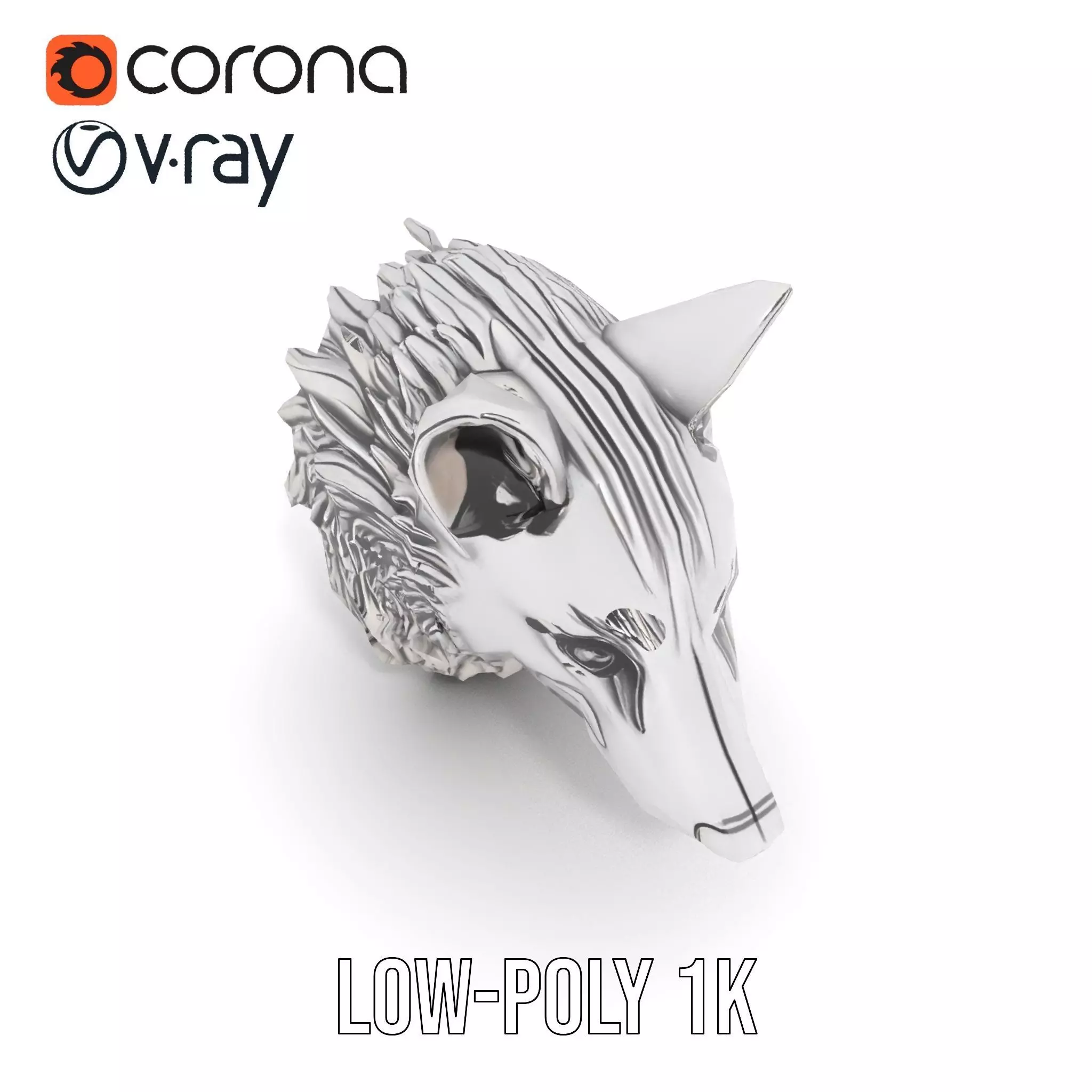 Silver Wolf Pendant model pack Low-poly 3D model_17