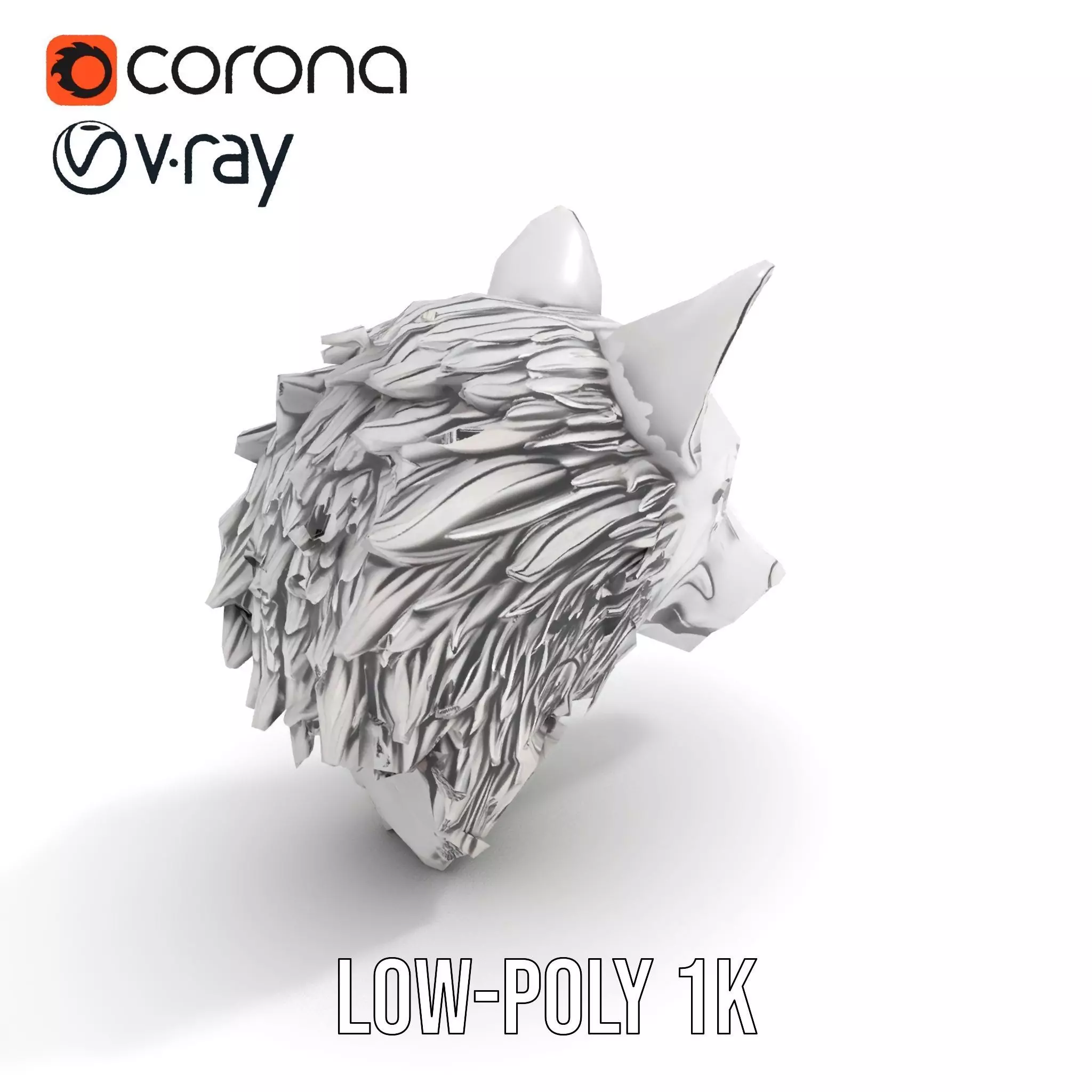 Silver Wolf Pendant model pack Low-poly 3D model_9