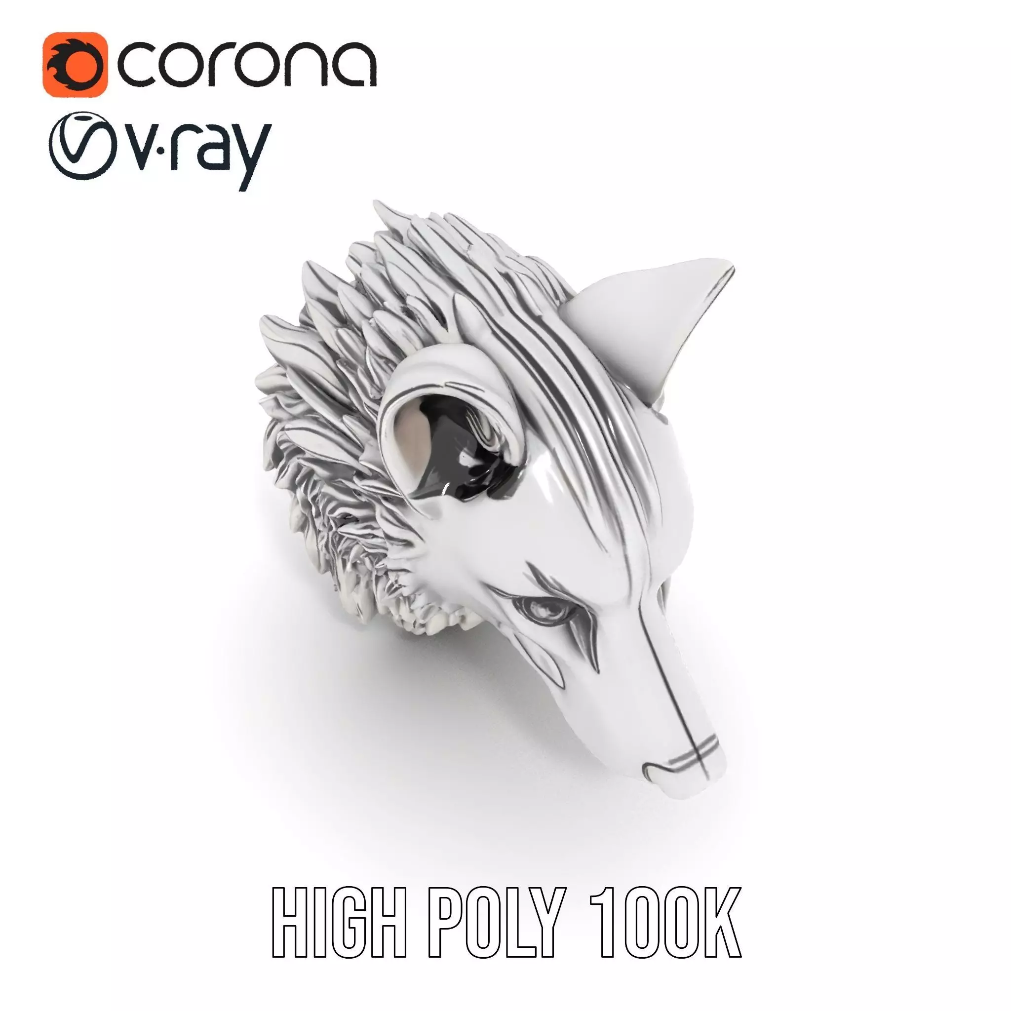 Silver Wolf Pendant model pack Low-poly 3D model_25