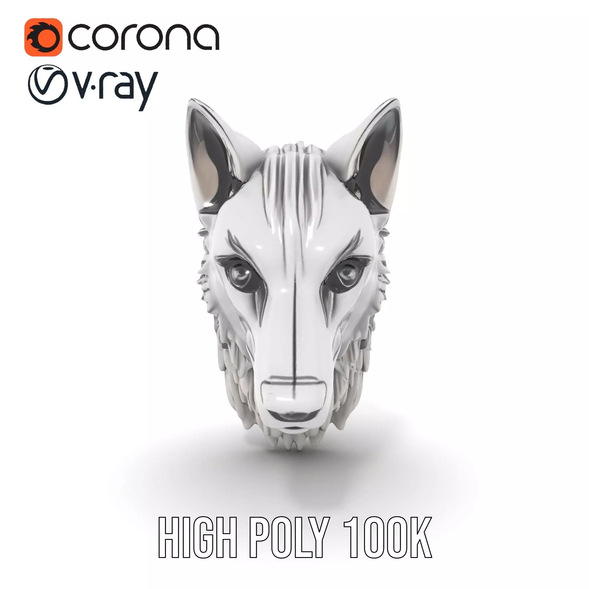 Silver Wolf Pendant model pack Low-poly 3D model_28