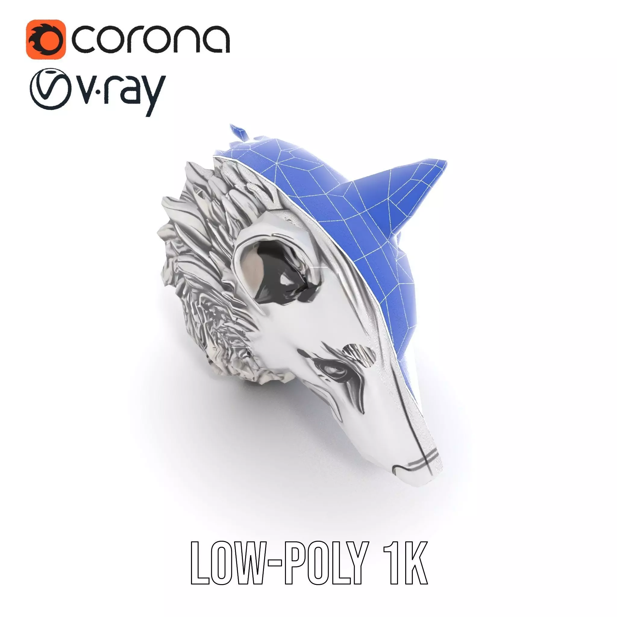 Silver Wolf Pendant model pack Low-poly 3D model_24