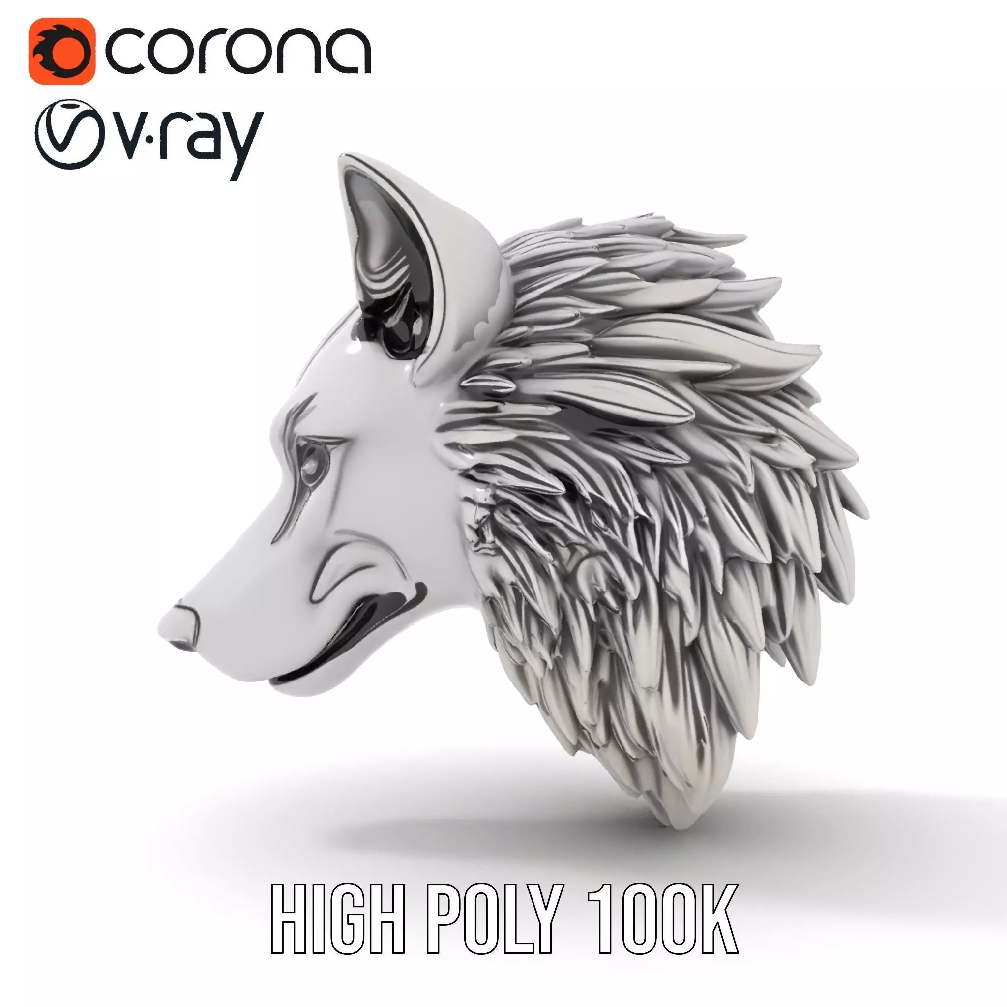 Silver Wolf Pendant model pack Low-poly 3D model_18