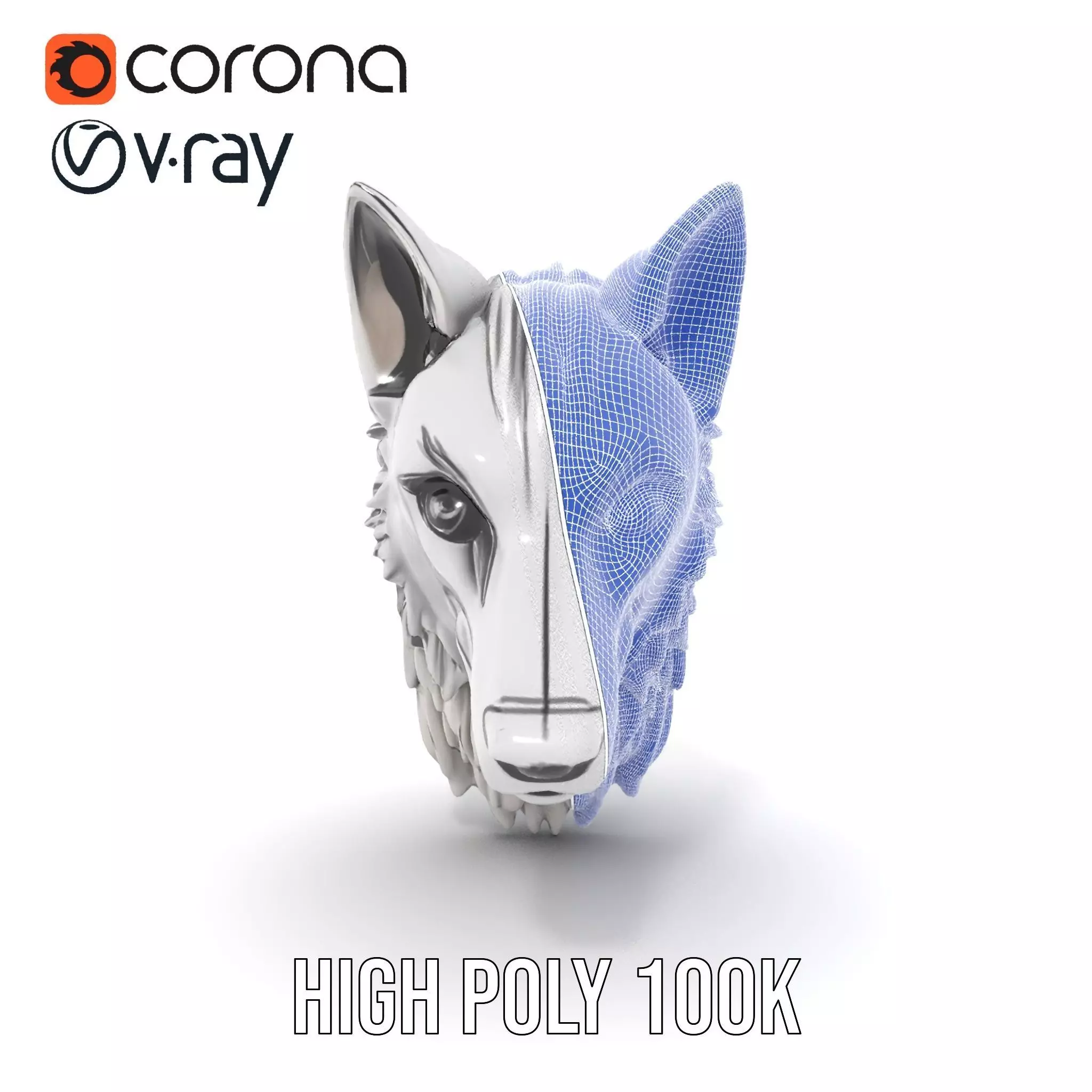 Silver Wolf Pendant model pack Low-poly 3D model_31