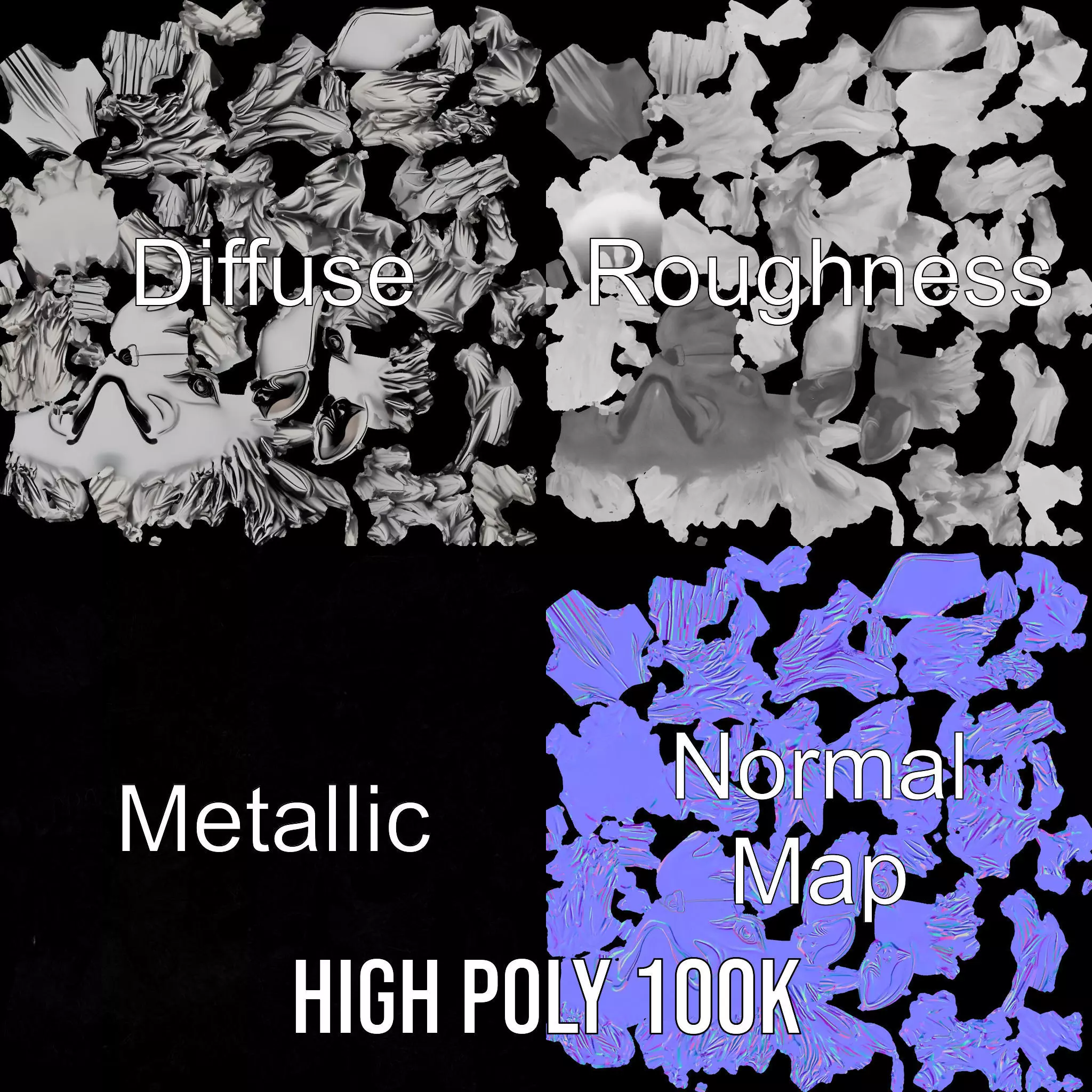 Silver Wolf Pendant model pack Low-poly 3D model_3