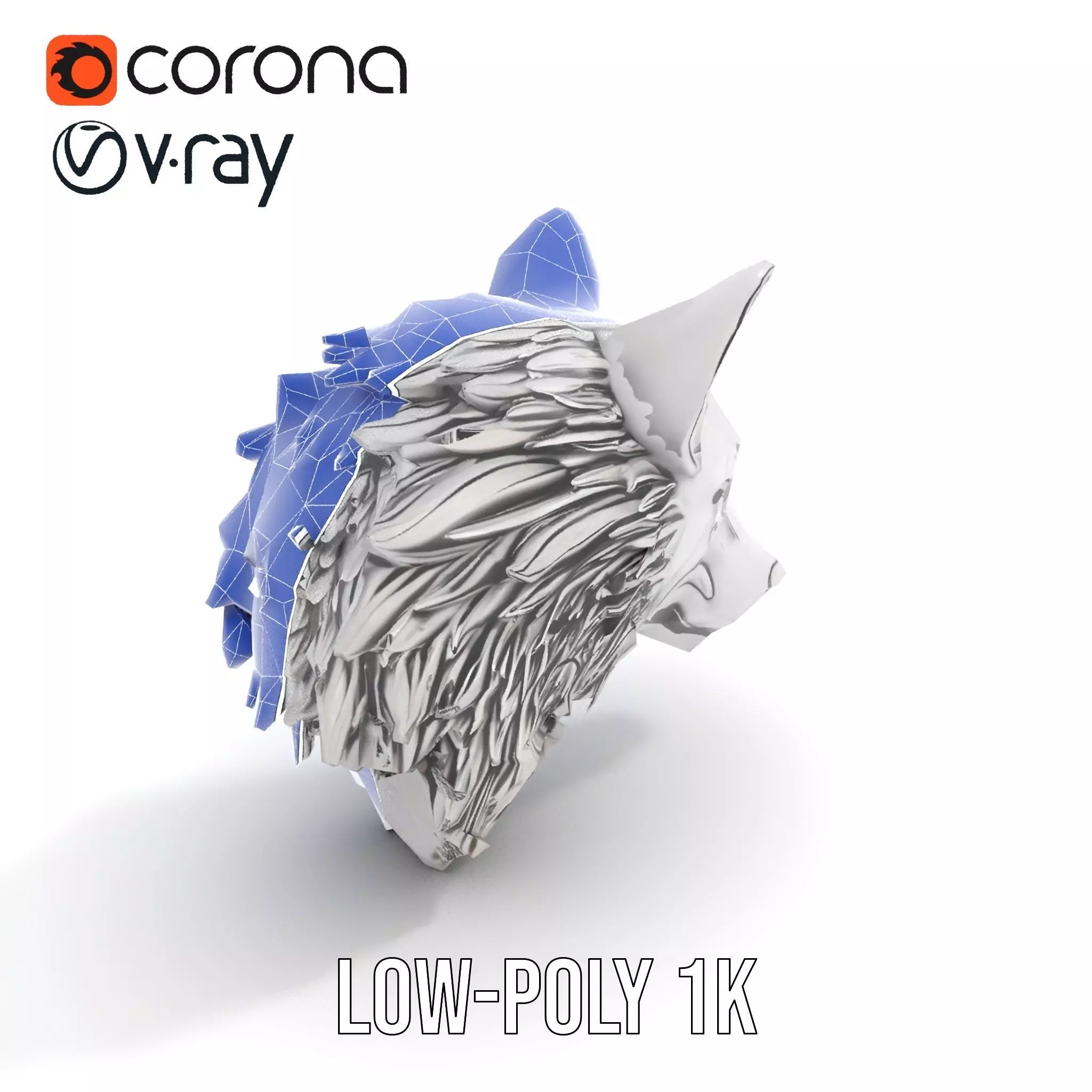 Silver Wolf Pendant model pack Low-poly 3D model_20