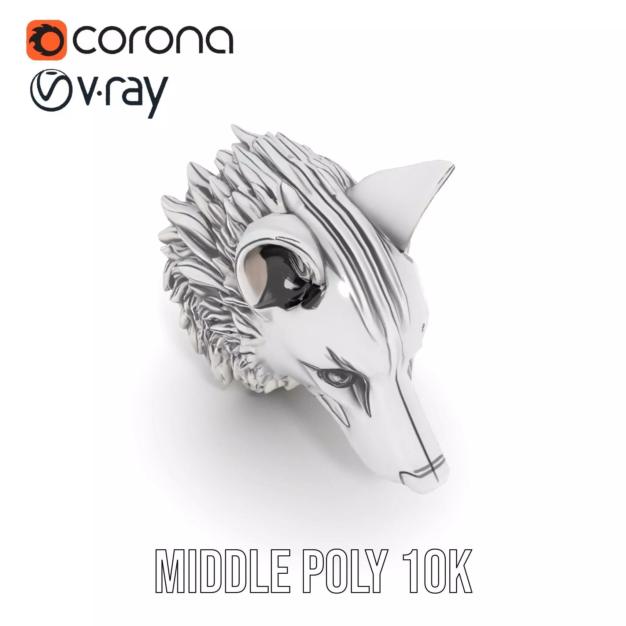 Silver Wolf Pendant model pack Low-poly 3D model_13