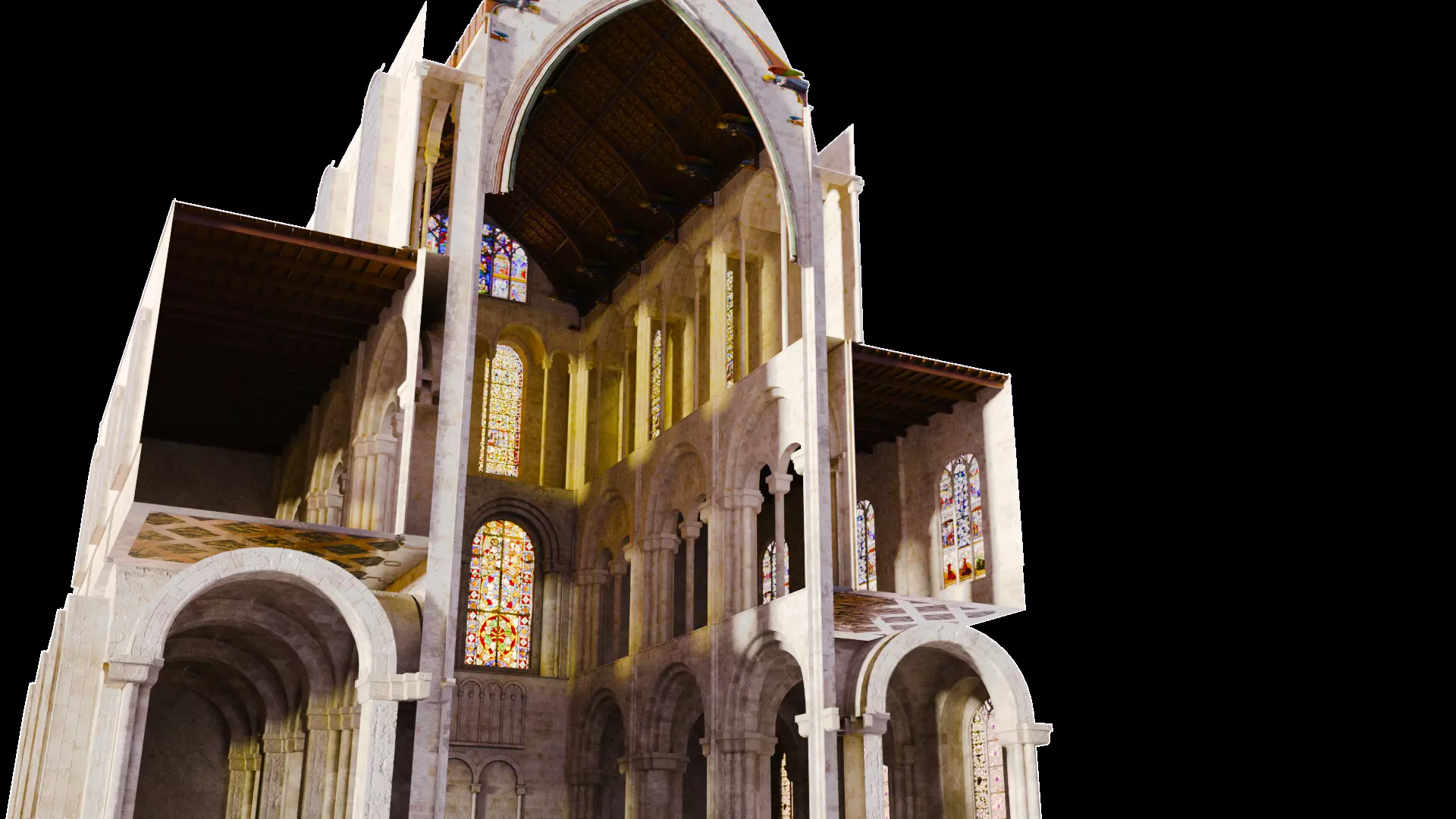 Cathedral FULL Transept Low-poly 3D model_5