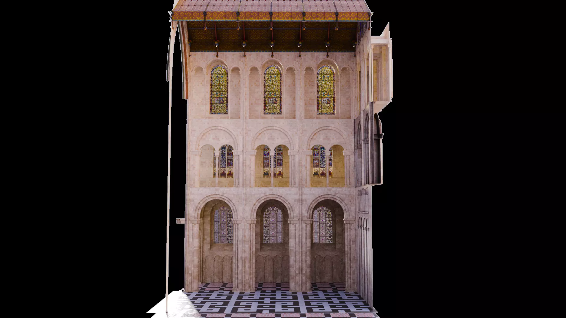 Cathedral FULL Transept Low-poly 3D model_11