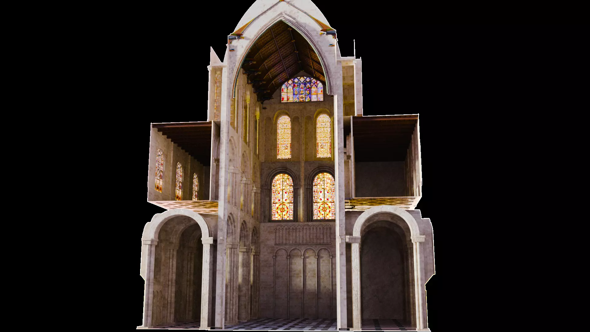 Cathedral FULL Transept Low-poly 3D model_2