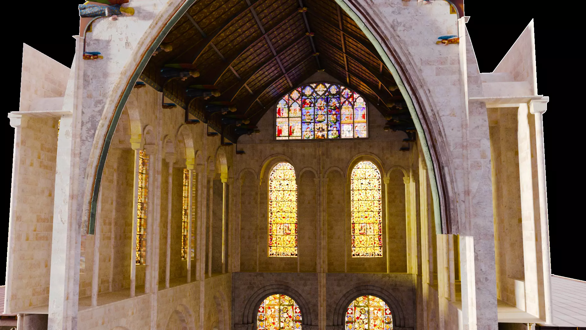 Cathedral FULL Transept Low-poly 3D model_8