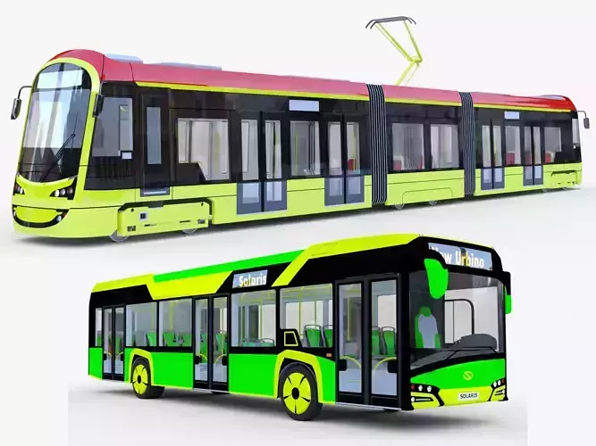 Solaris Urbino and Hyundai Rotem 3D Model Collection
