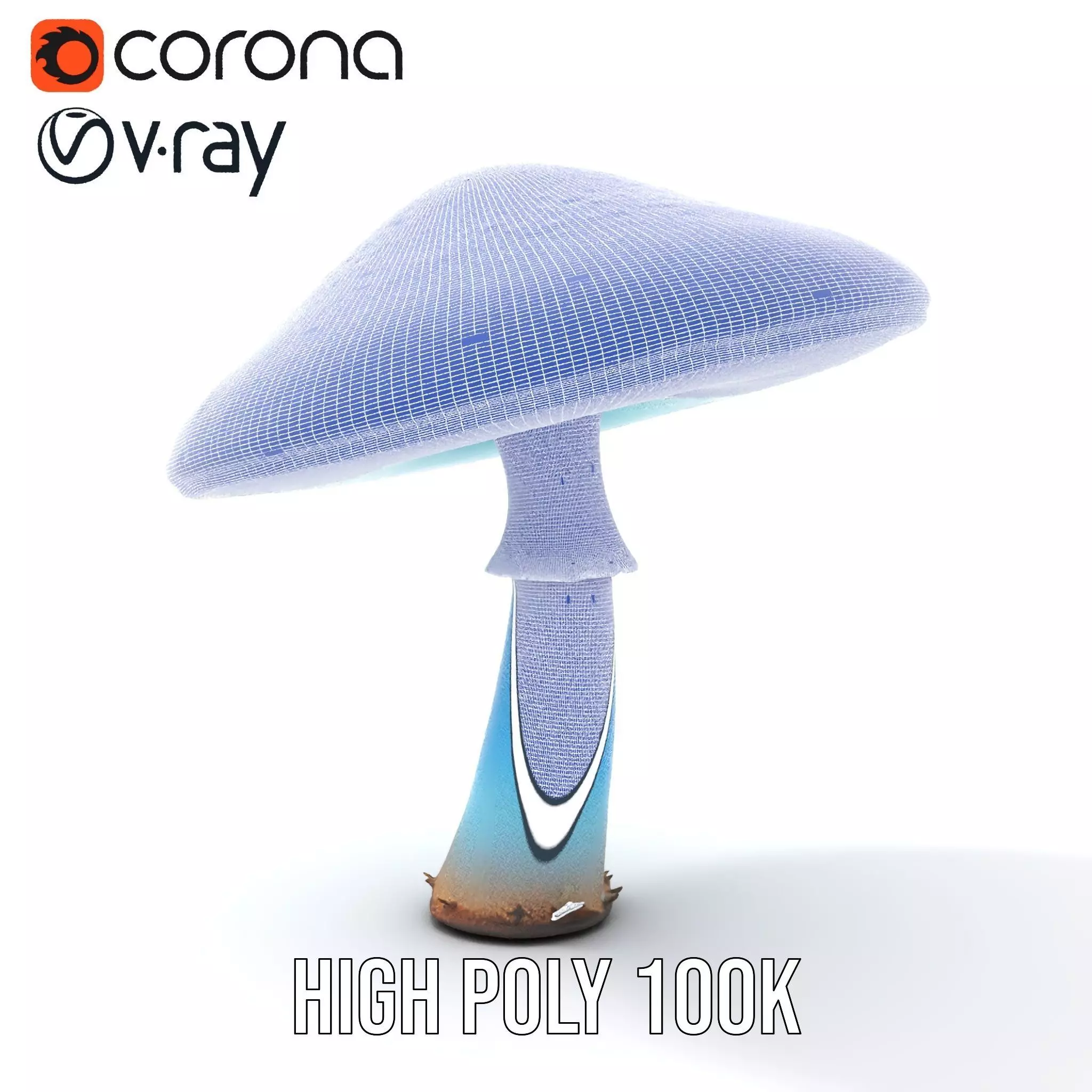 Luminous Blue Mushroom model pack Low-poly 3D model_33