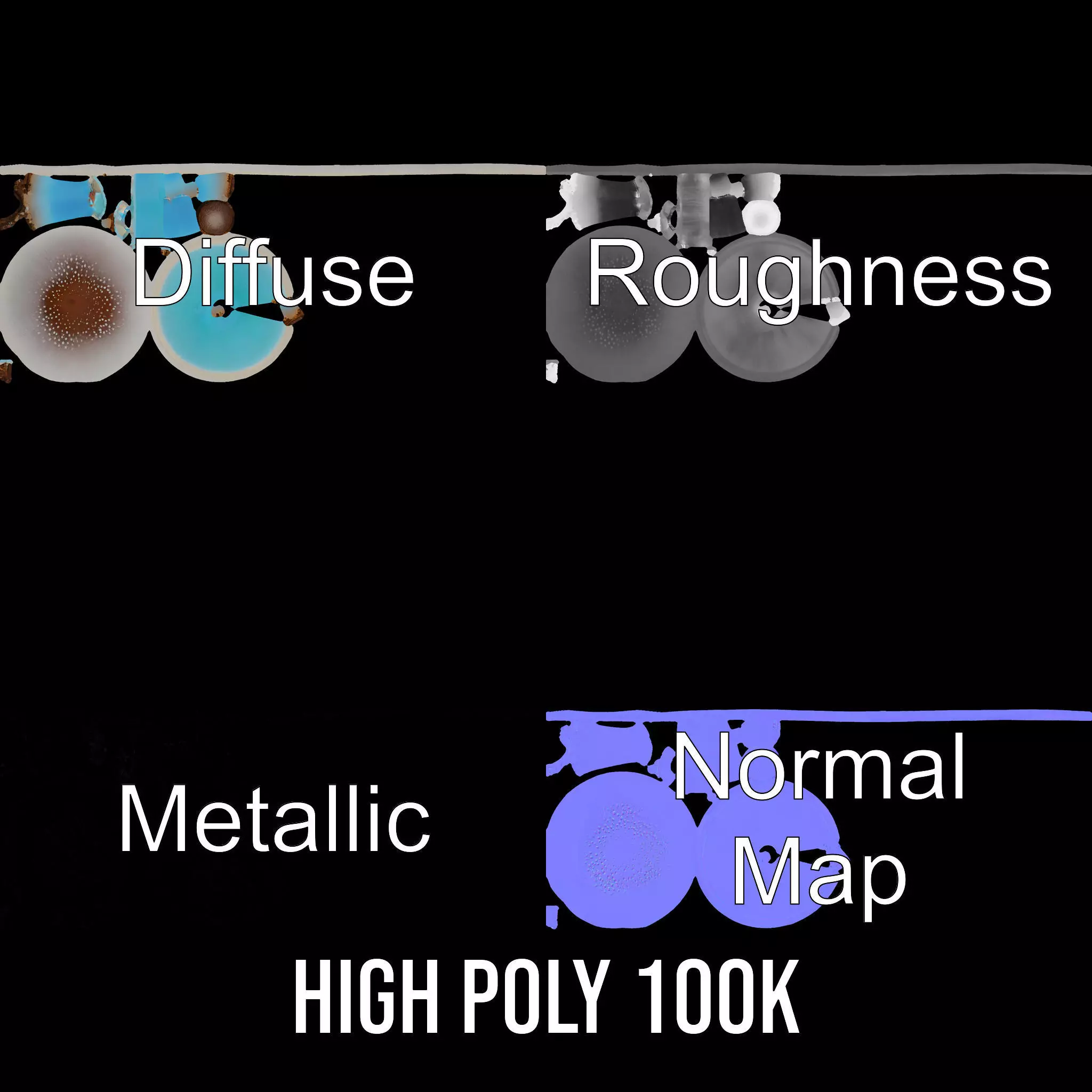 Luminous Blue Mushroom model pack Low-poly 3D model_3