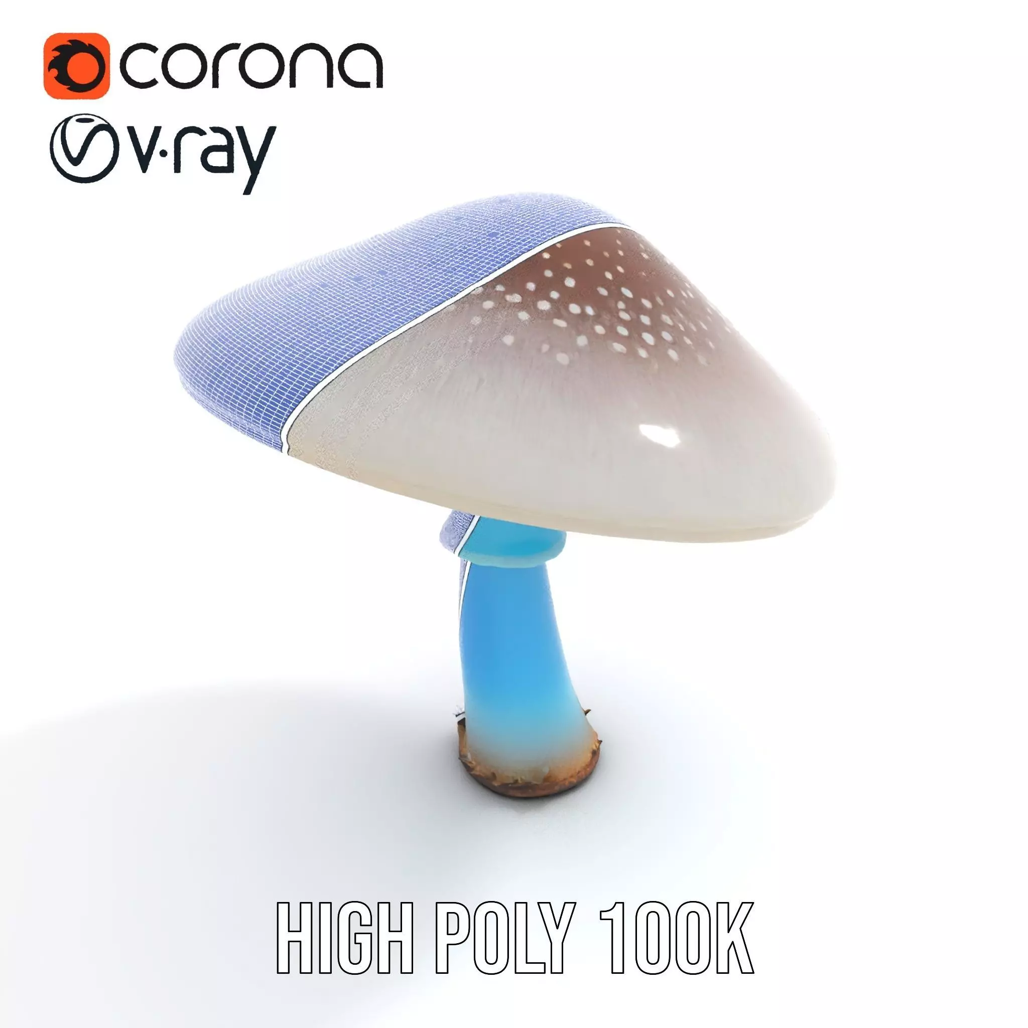 Luminous Blue Mushroom model pack Low-poly 3D model_22