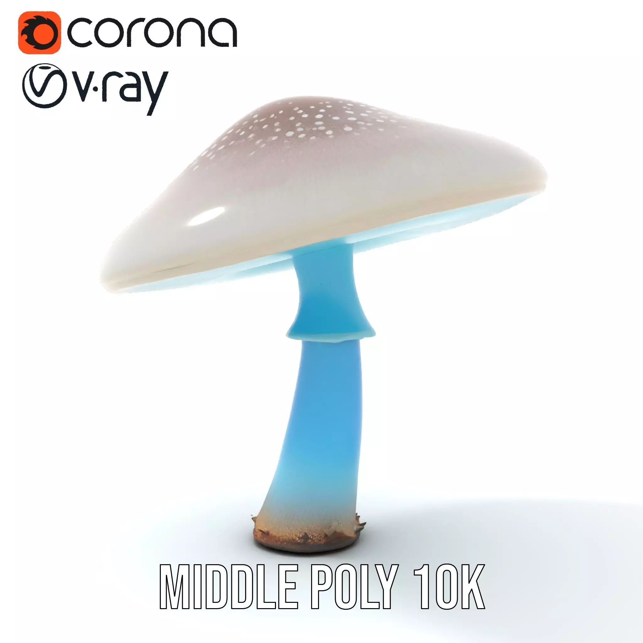 Luminous Blue Mushroom model pack Low-poly 3D model_13