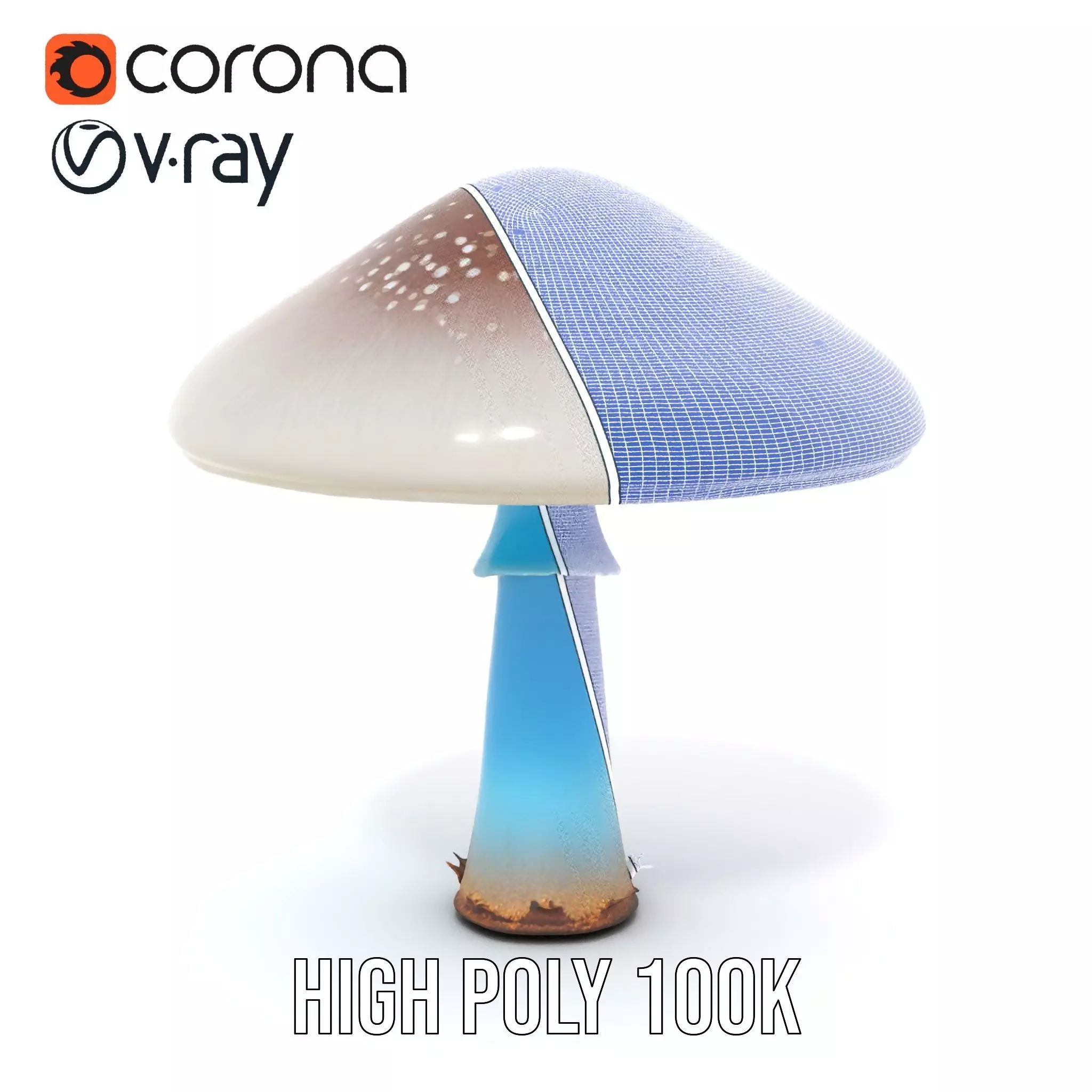 Luminous Blue Mushroom model pack Low-poly 3D model_34