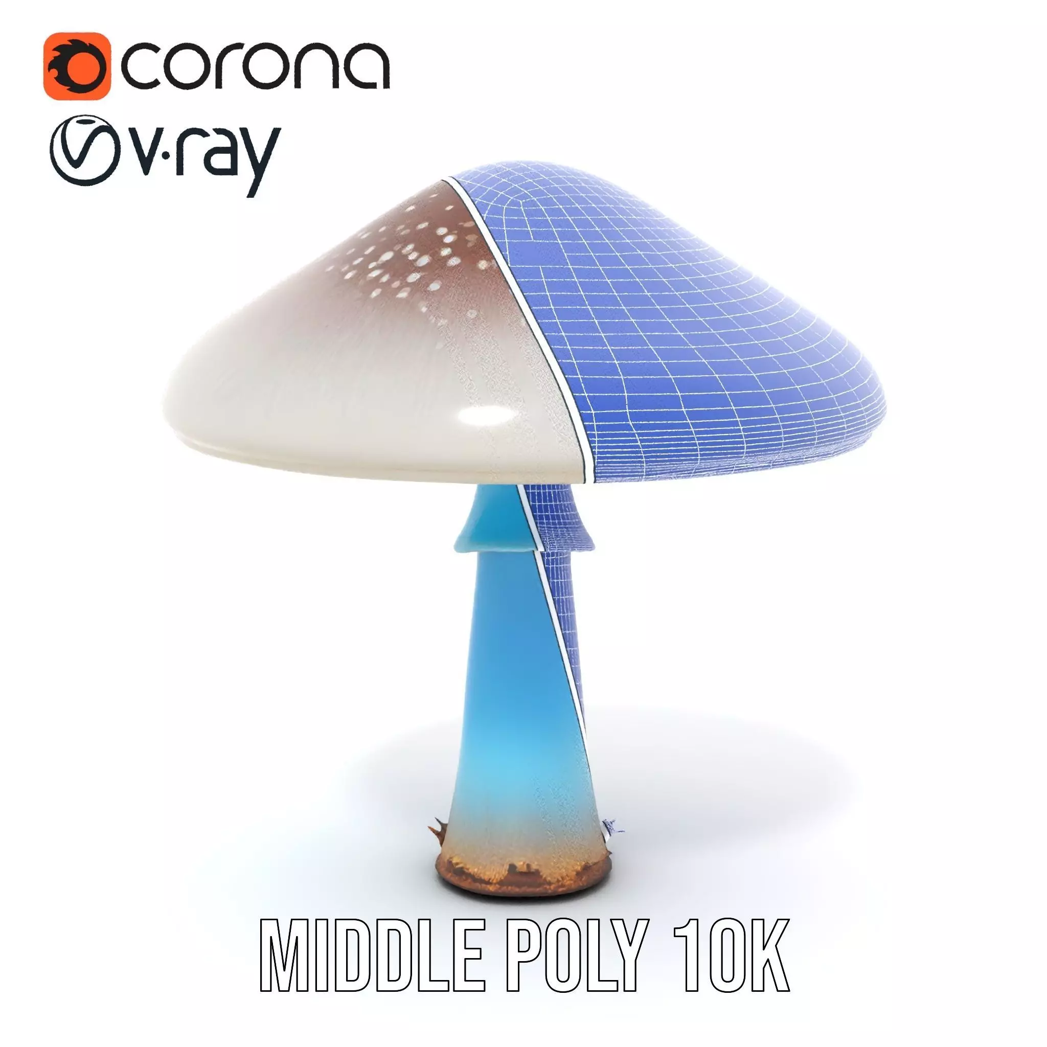 Luminous Blue Mushroom model pack Low-poly 3D model_29