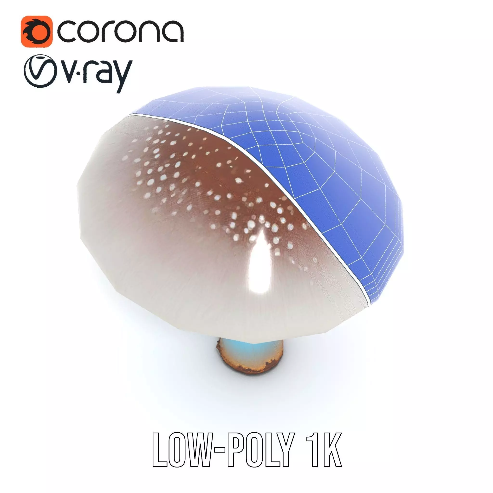 Luminous Blue Mushroom model pack Low-poly 3D model_7