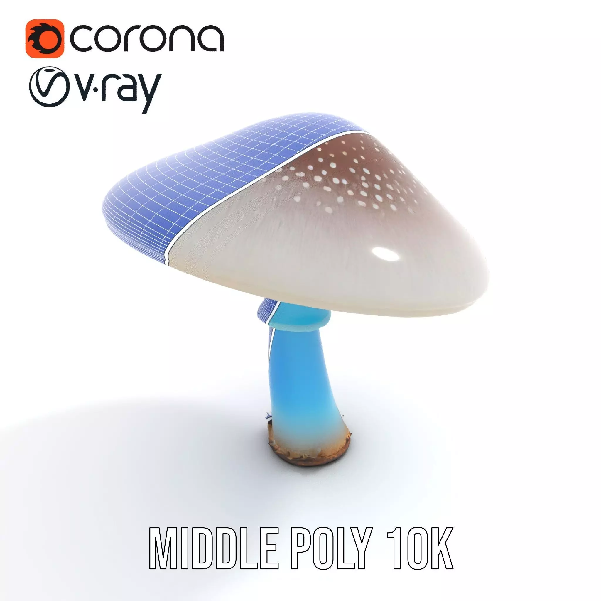 Luminous Blue Mushroom model pack Low-poly 3D model_20