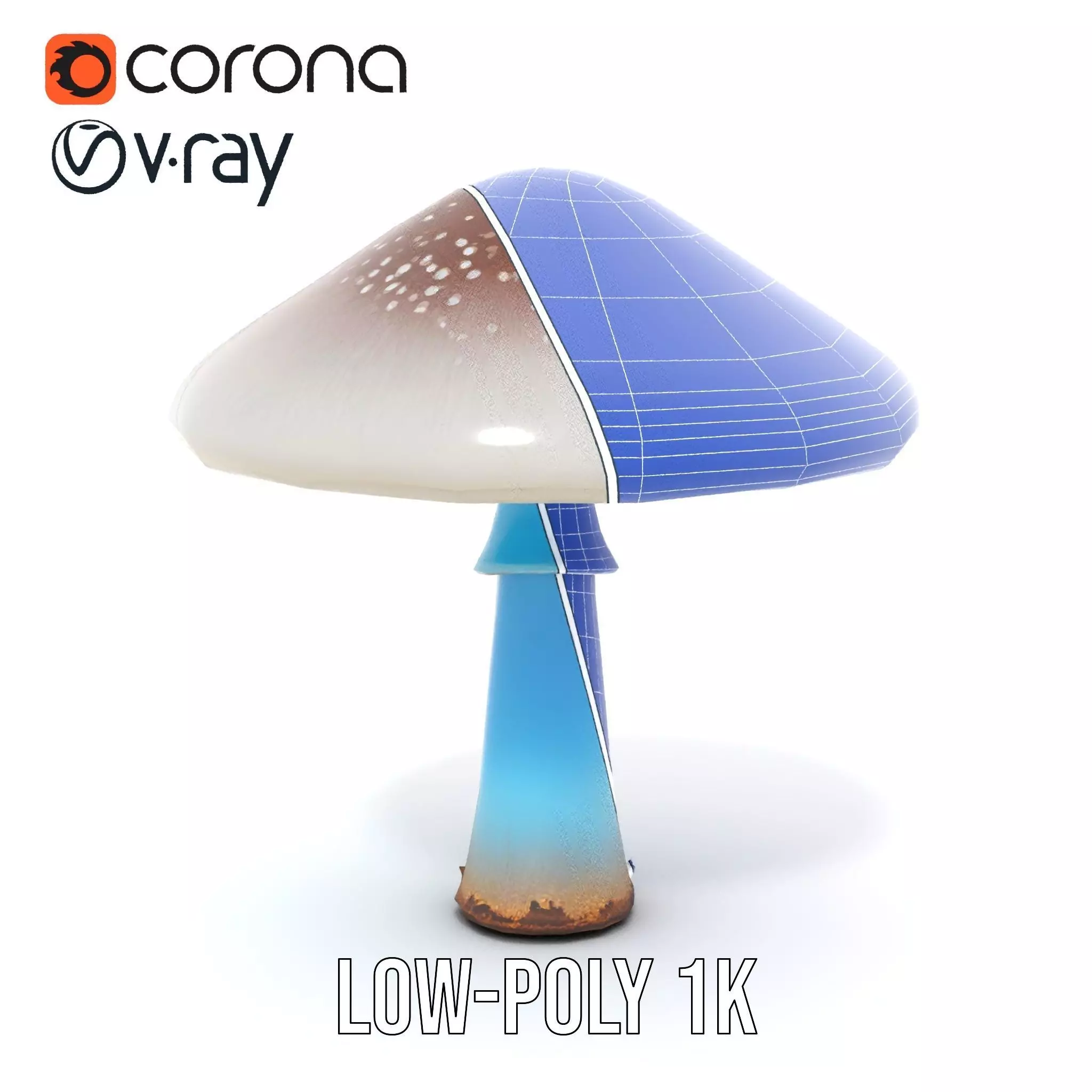 Luminous Blue Mushroom model pack Low-poly 3D model_27