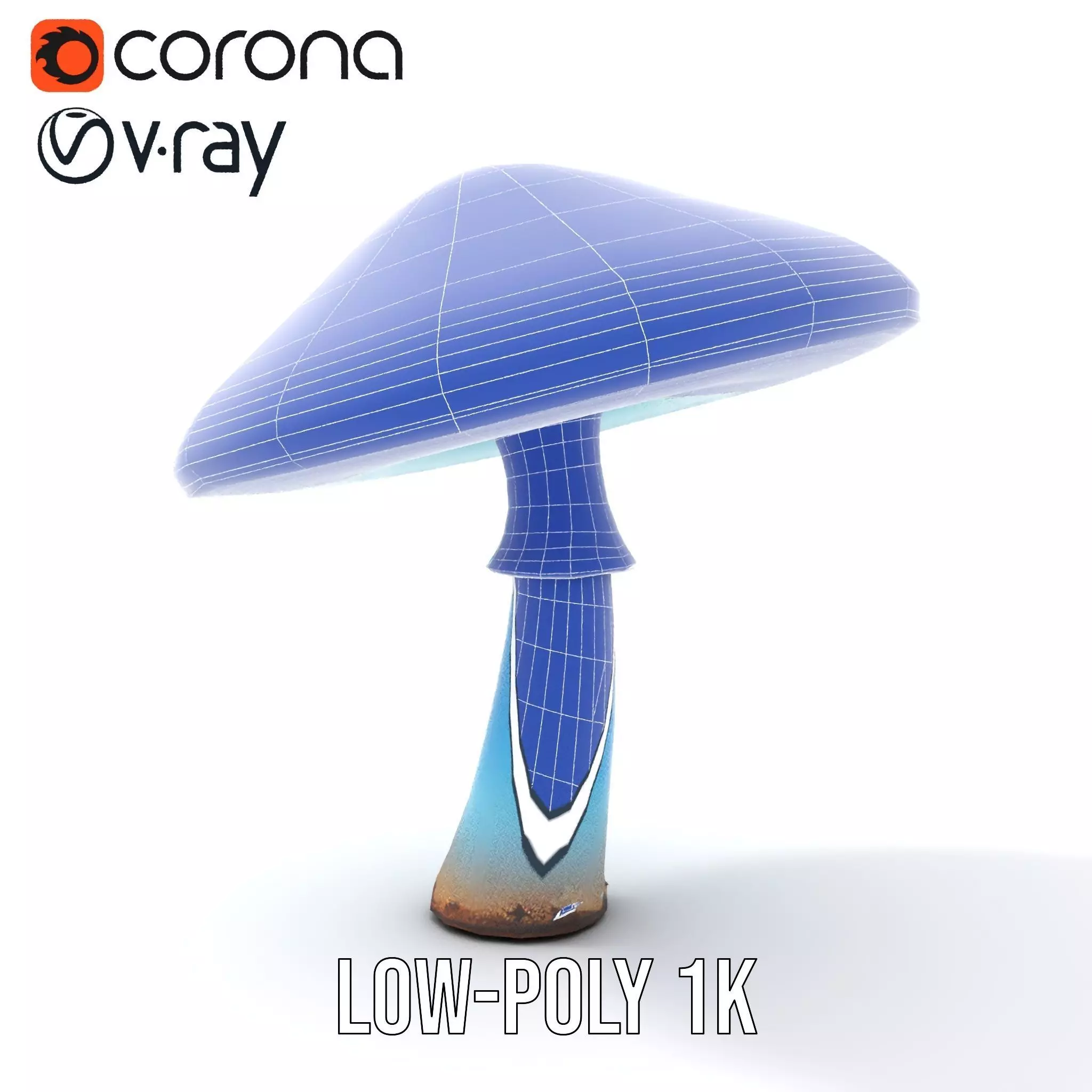 Luminous Blue Mushroom model pack Low-poly 3D model_18