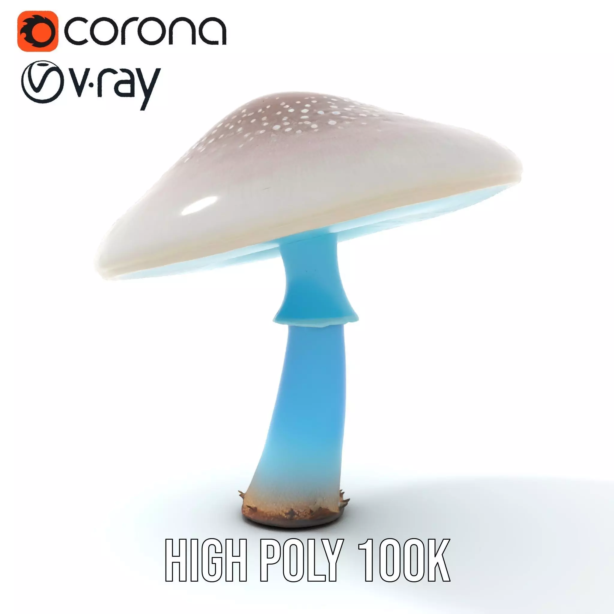 Luminous Blue Mushroom model pack Low-poly 3D model_28