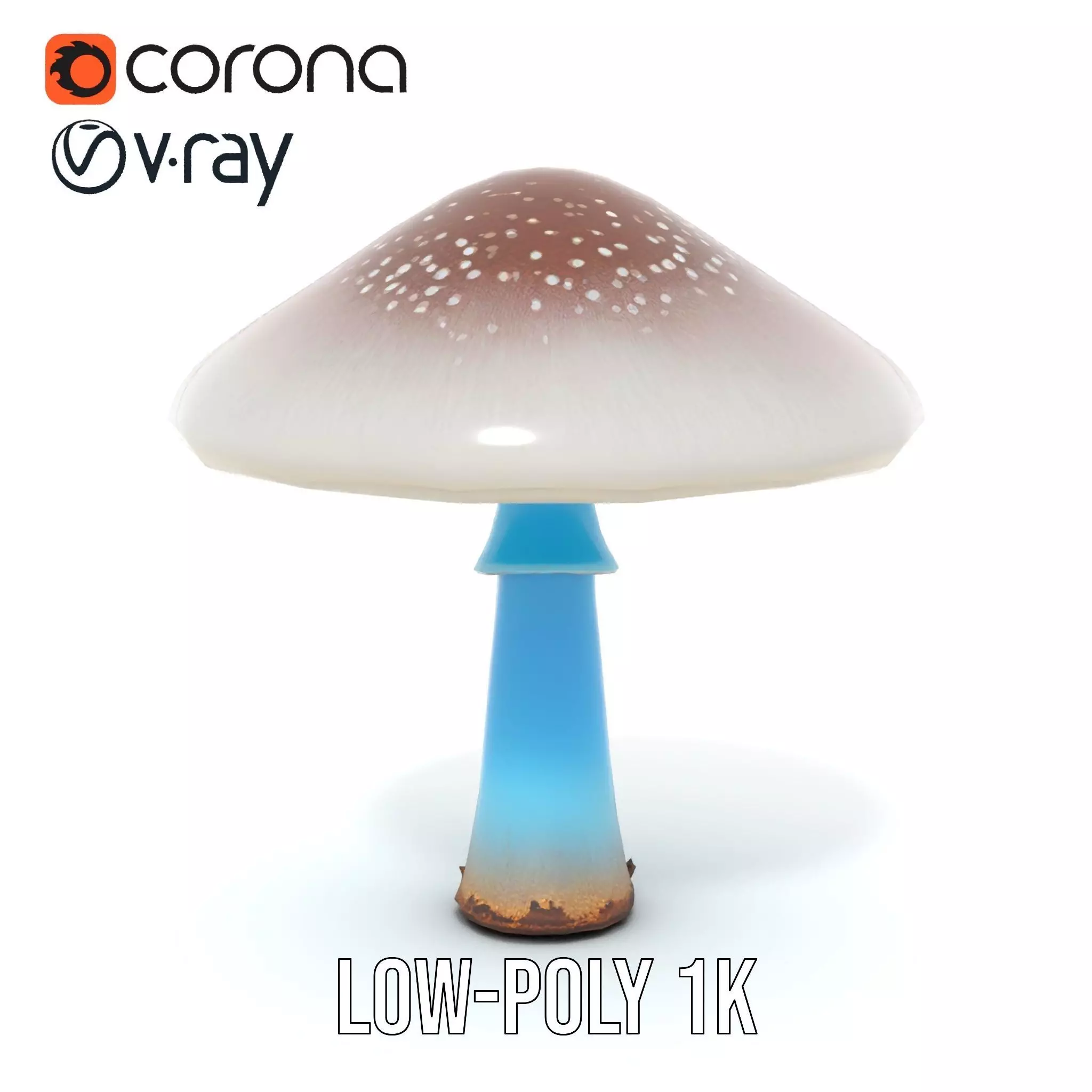 Luminous Blue Mushroom model pack Low-poly 3D model_9