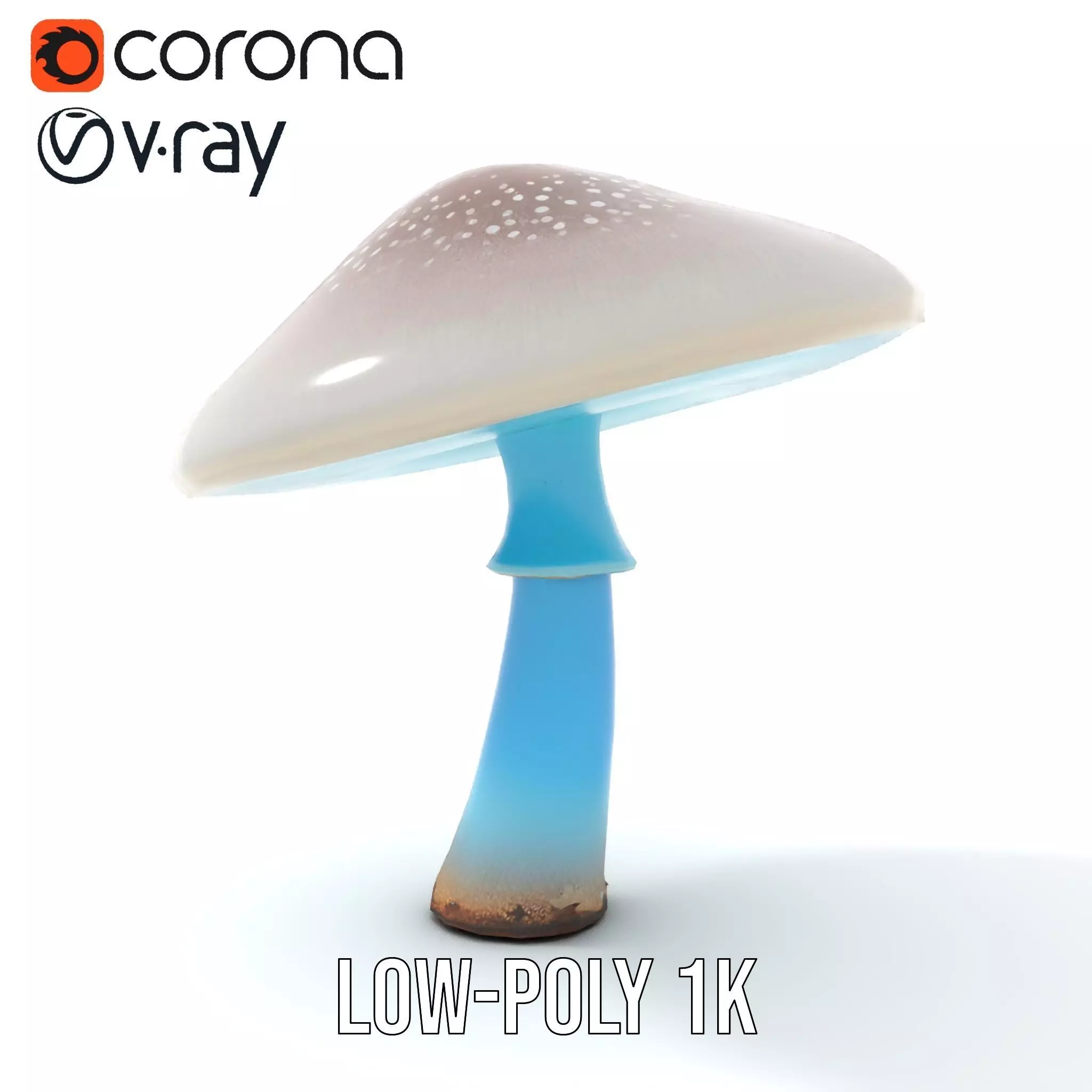 Luminous Blue Mushroom model pack Low-poly 3D model_21