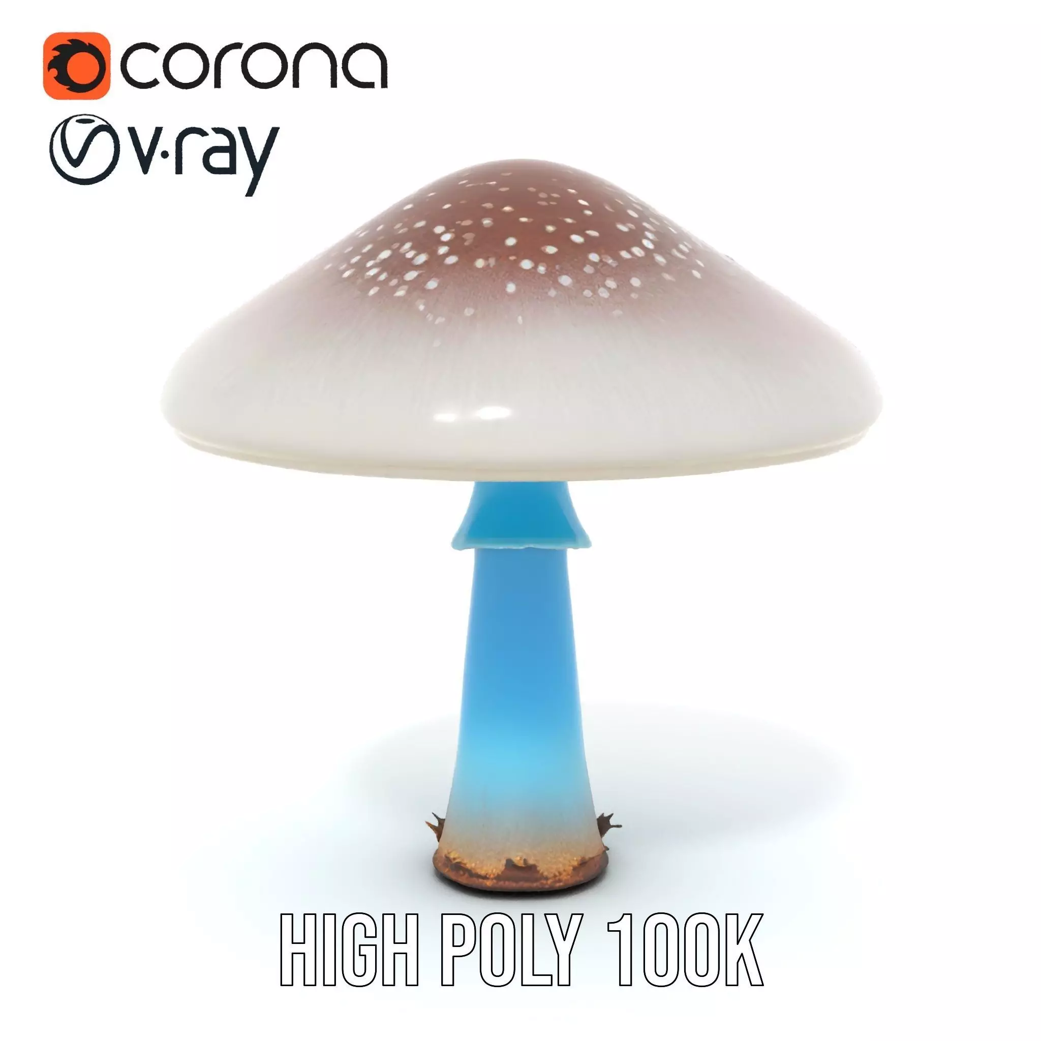 Luminous Blue Mushroom model pack Low-poly 3D model_19