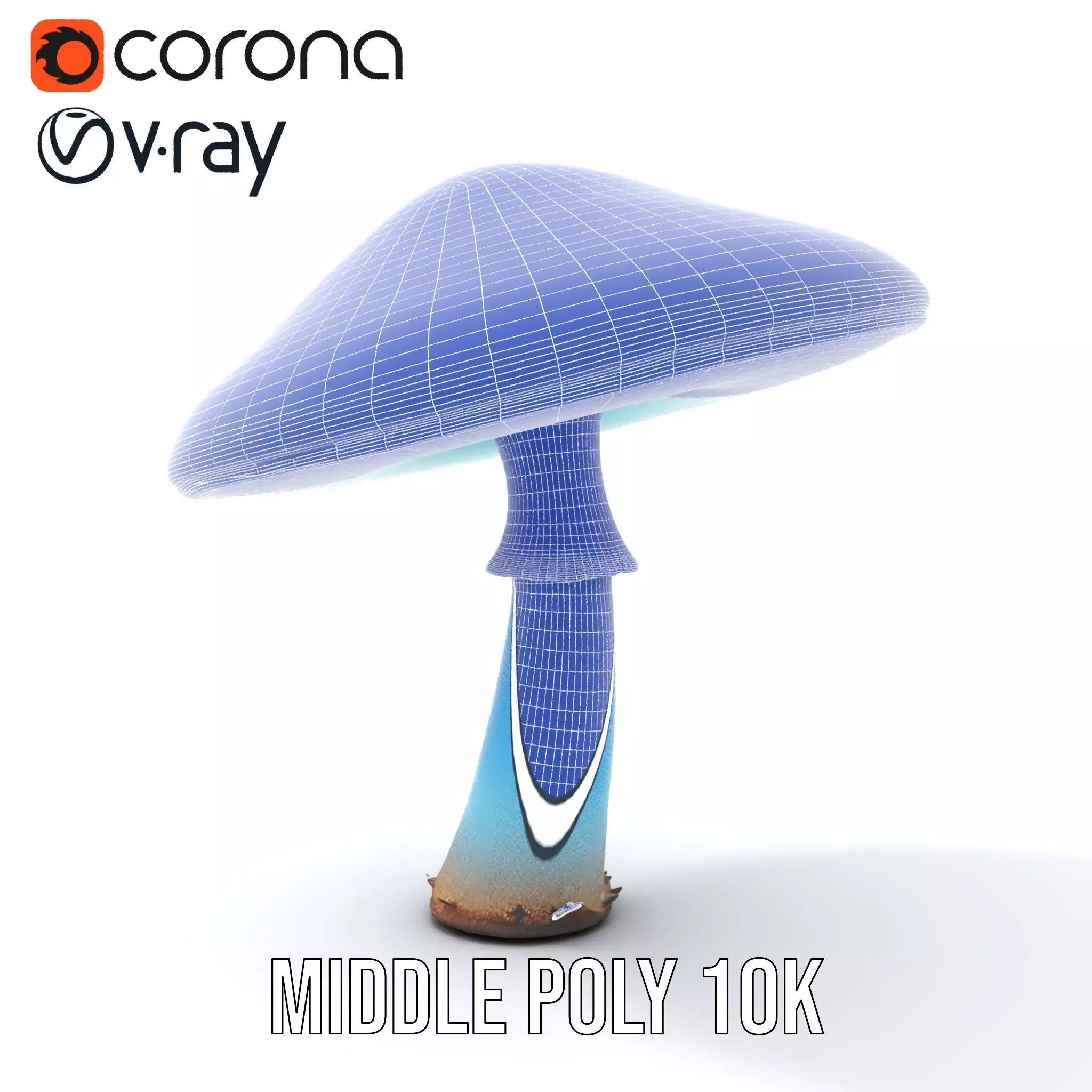 Luminous Blue Mushroom model pack Low-poly 3D model_17