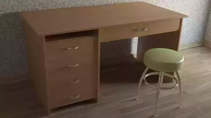 Work Desk Wood 3D model