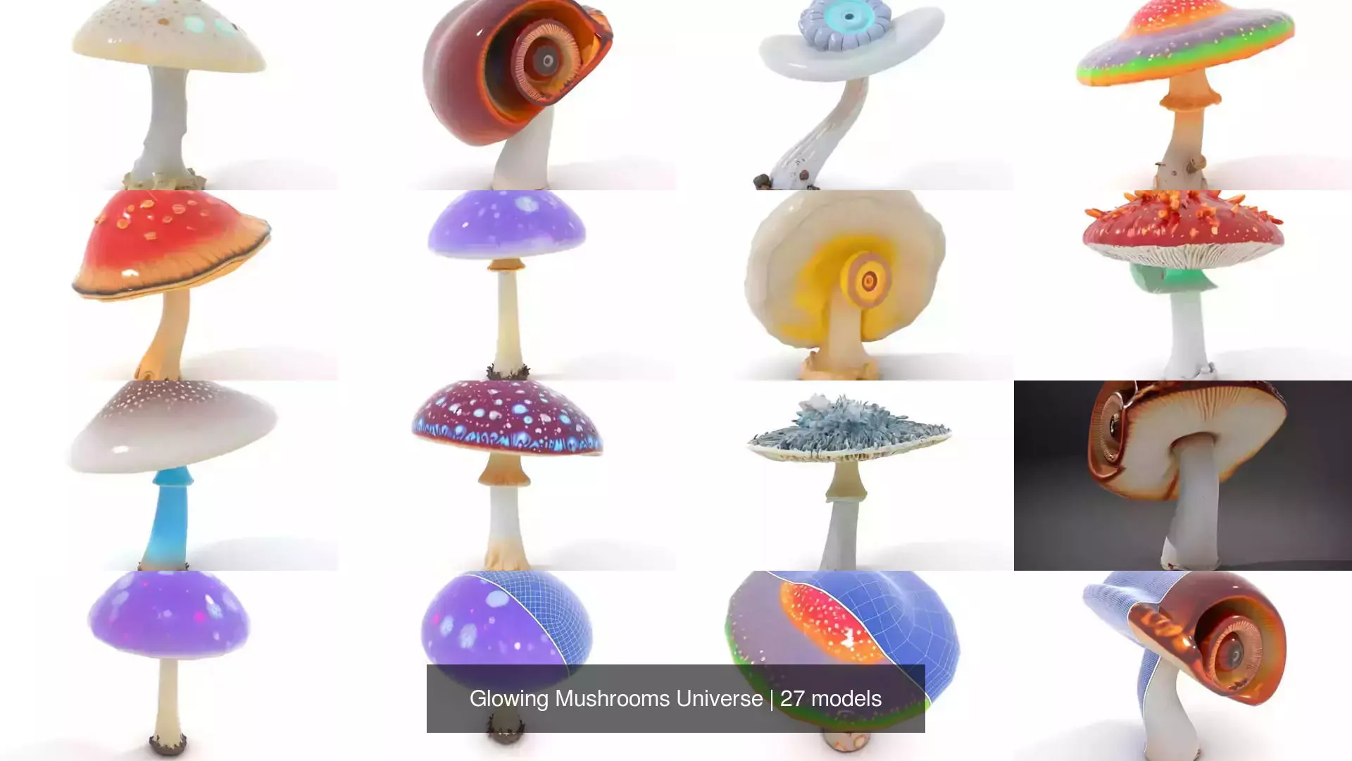 Glowing Mushrooms Universe 3D Model Collection_32