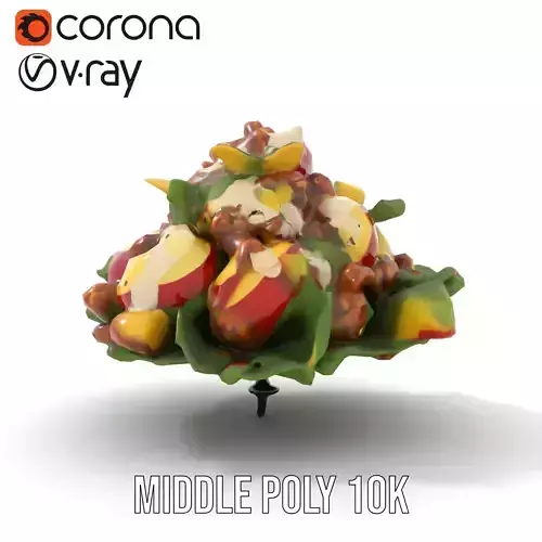 Fresh Apple Walnut Salad model pack Low-poly 3D model 6