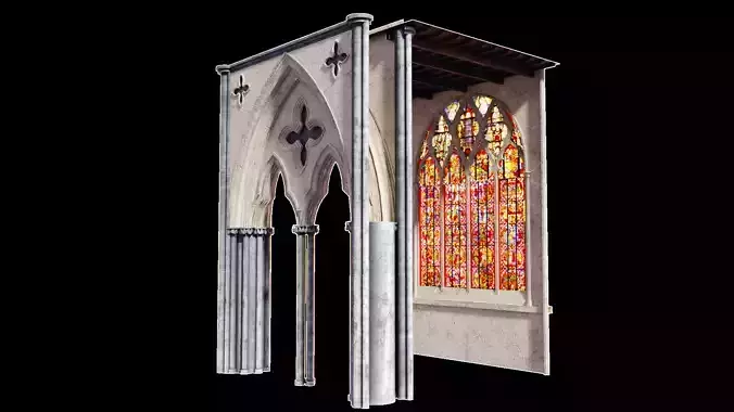 Gothic Nave Stained Glass Middle - ONLY 