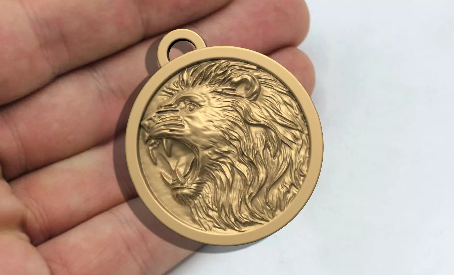 LION HEAD SCULPTURE JEWELRY PENDANT 3D print model_2