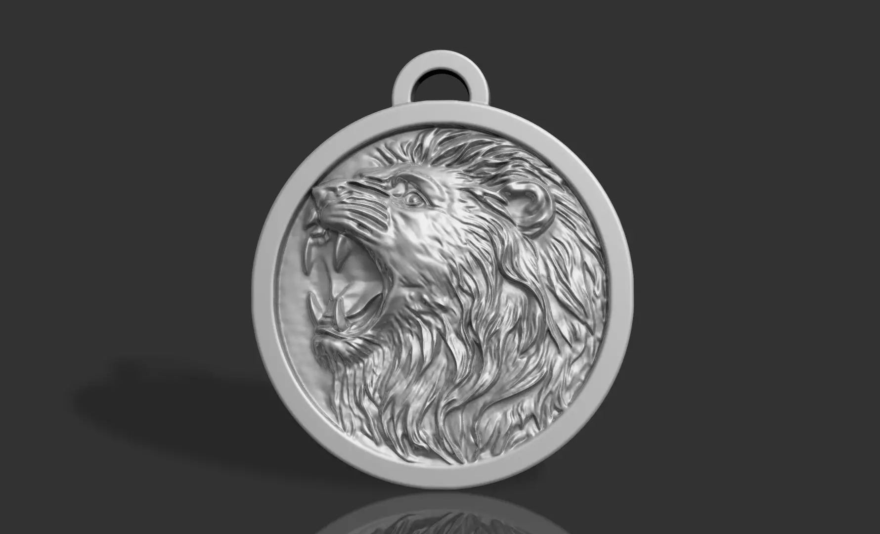 LION HEAD SCULPTURE JEWELRY PENDANT 3D print model_3