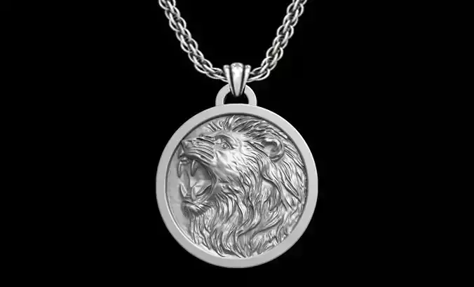 LION HEAD SCULPTURE JEWELRY PENDANT 3D print model