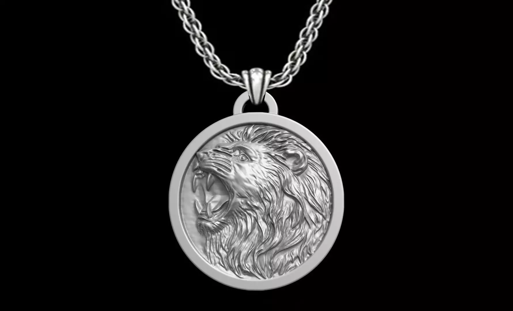LION HEAD SCULPTURE JEWELRY PENDANT 3D print model_0