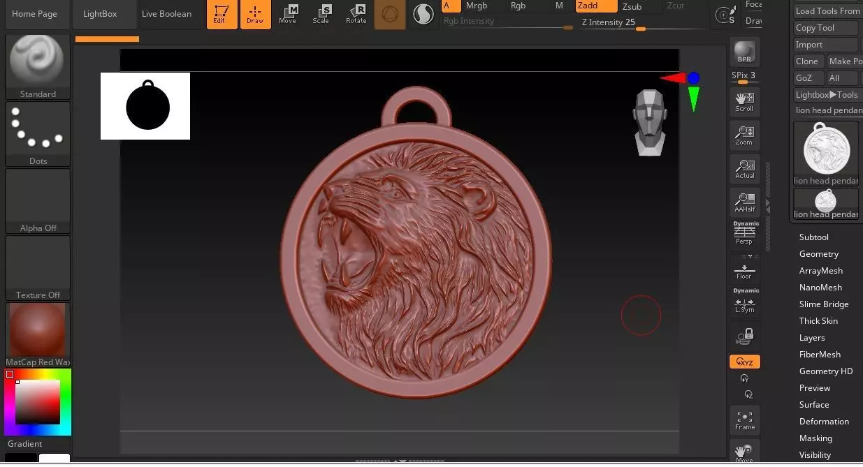 LION HEAD SCULPTURE JEWELRY PENDANT 3D print model_7