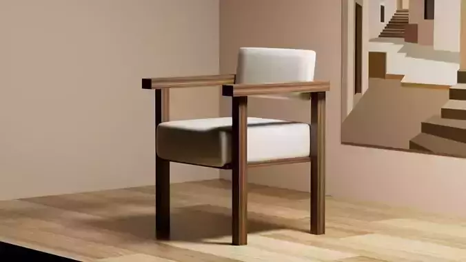 Modern Wooden Chair -3D Model
