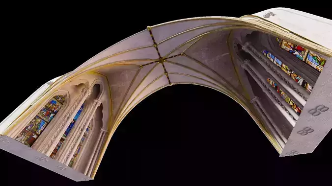 Gothic Nave Decorated Vault Stained Glass 02 - ONLY 