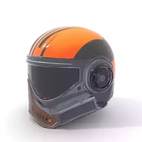 Orange Futuristic Helmet model pack