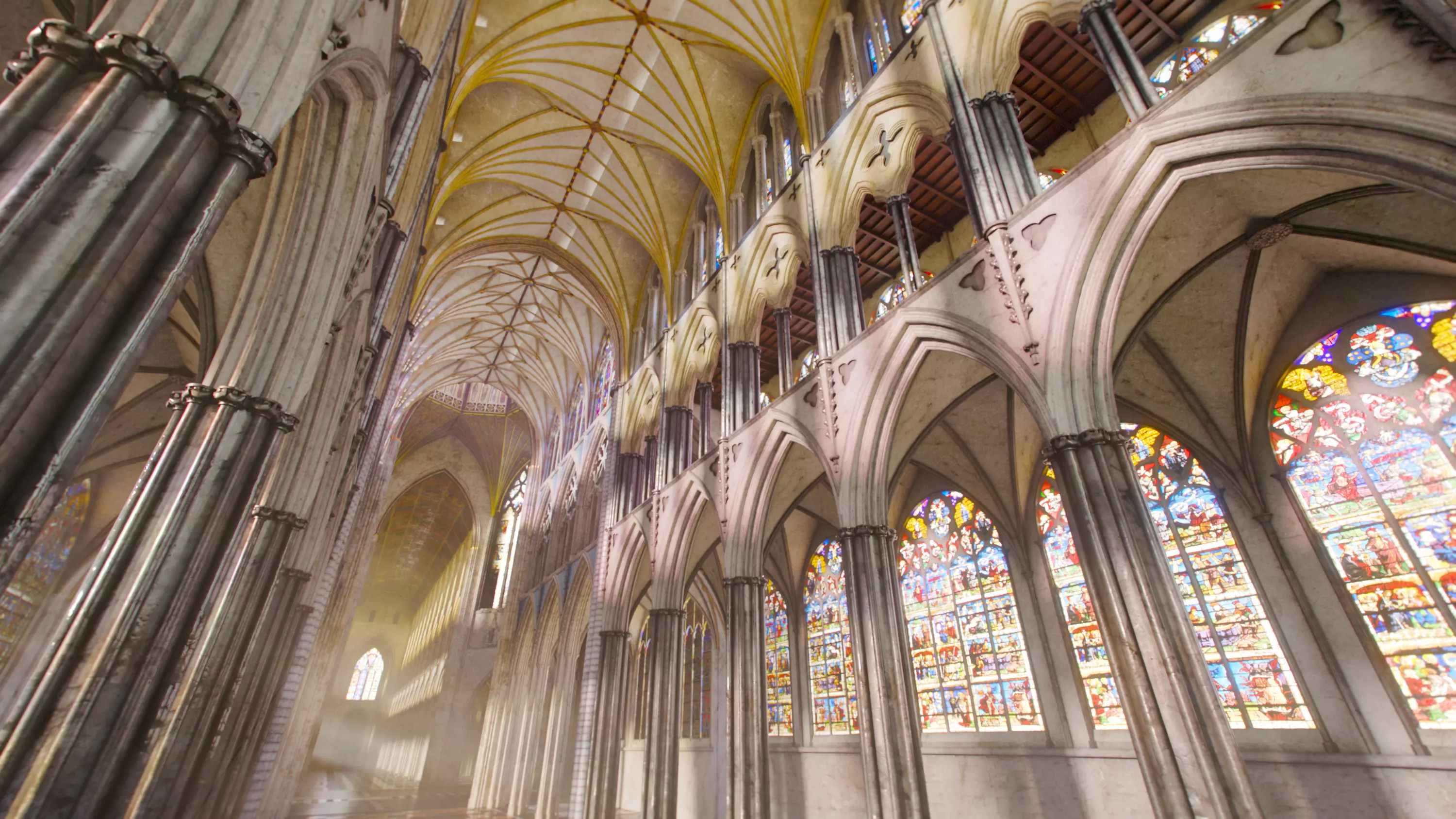 Cathedral FULL Gothic Nave  Low-poly 3D model_16