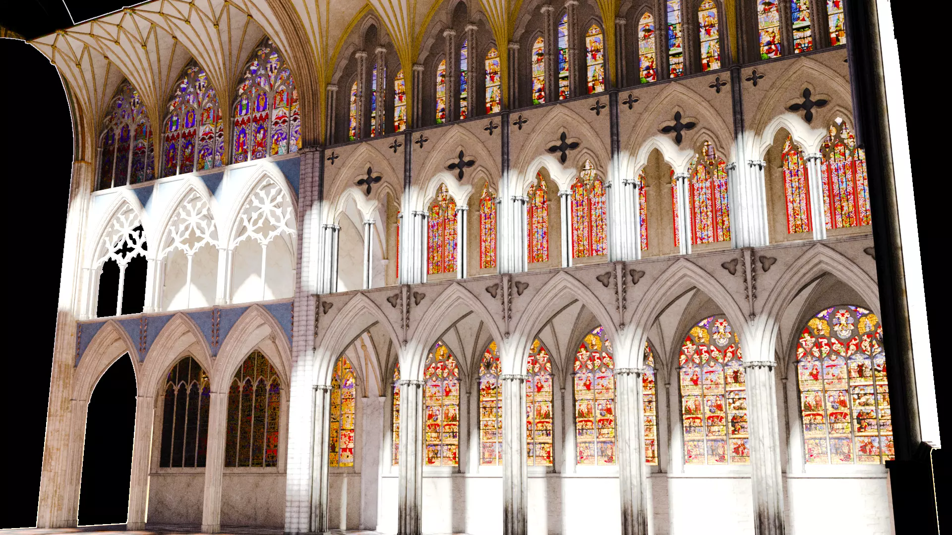 Cathedral FULL Gothic Nave  Low-poly 3D model_2