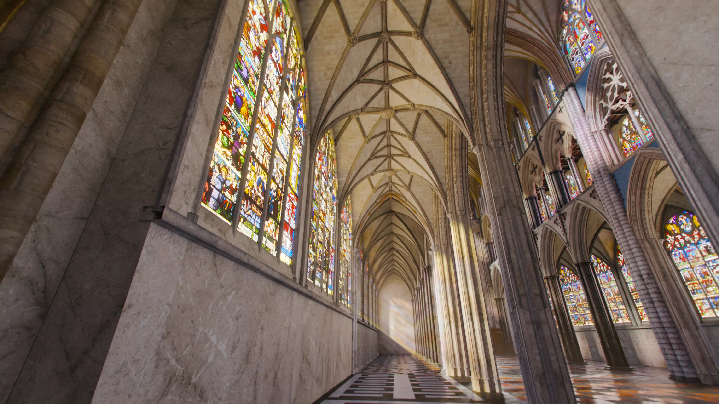 Cathedral FULL Gothic Nave  Low-poly 3D model_23