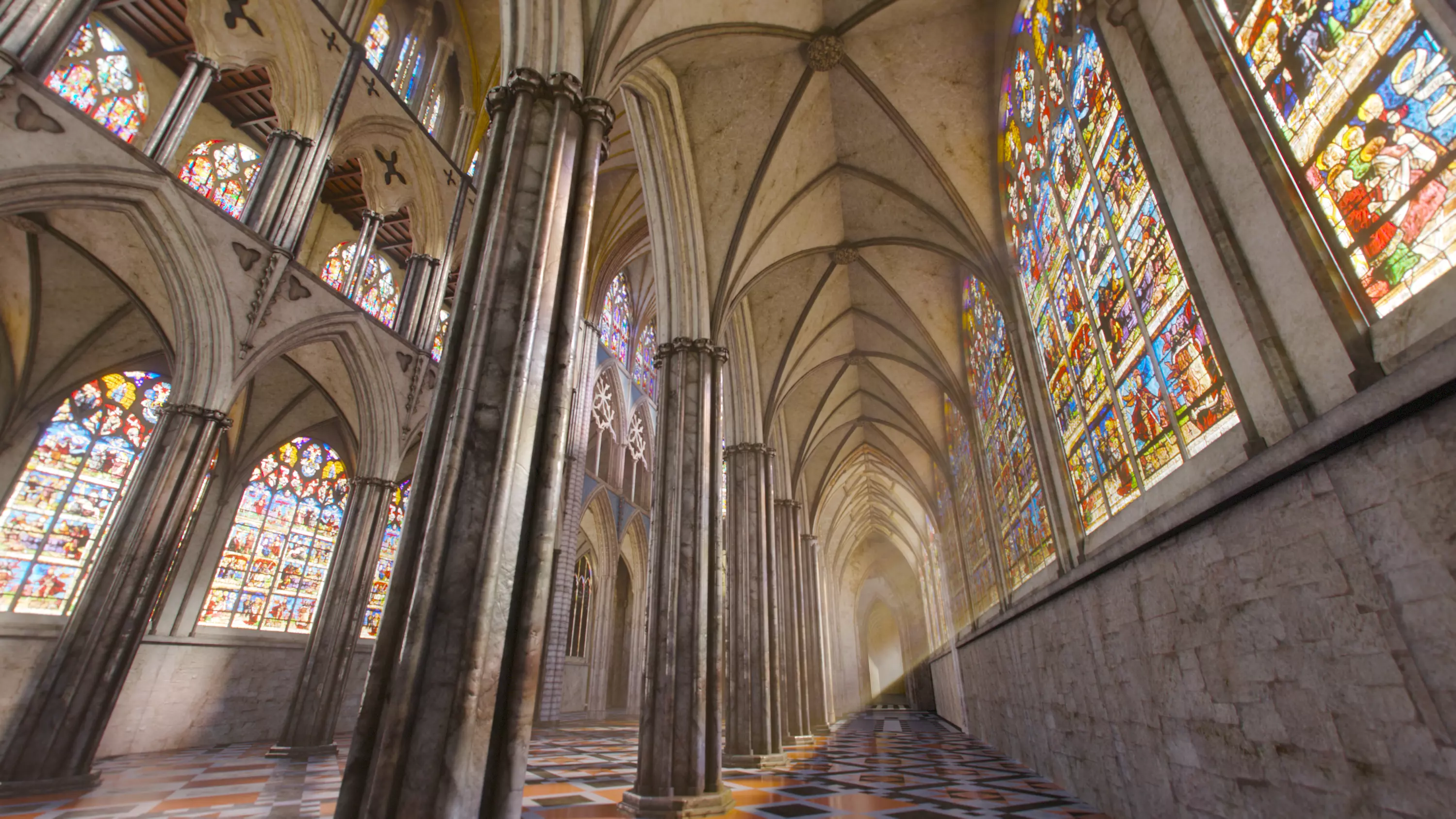 Cathedral FULL Gothic Nave  Low-poly 3D model_24