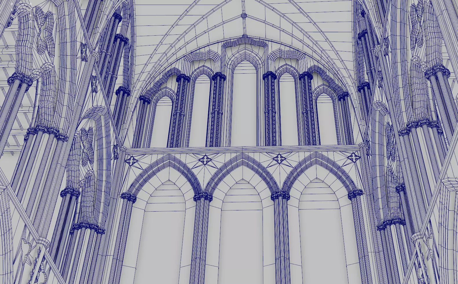 Cathedral FULL Gothic Nave  Low-poly 3D model_41