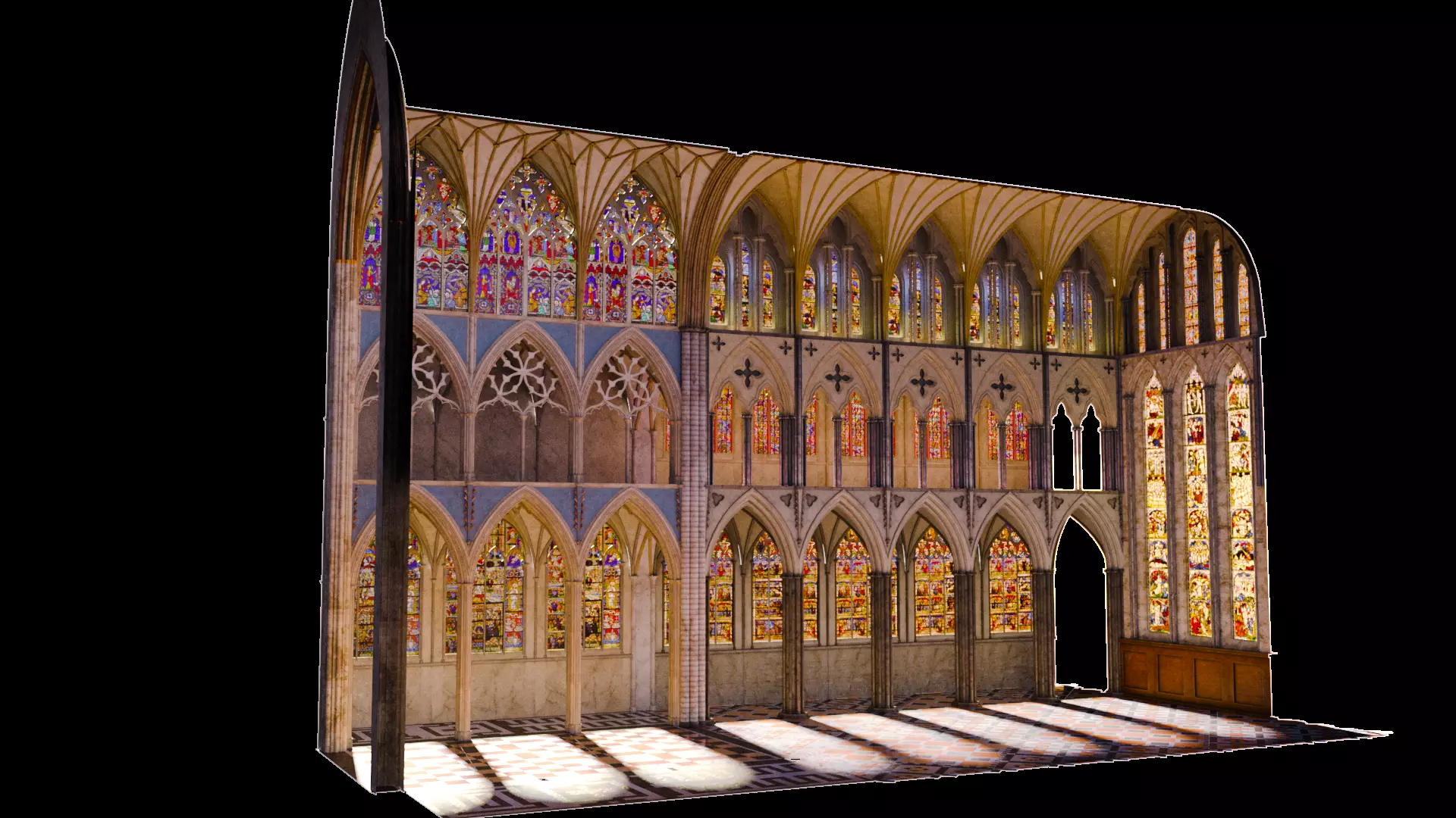 Cathedral FULL Gothic Nave  Low-poly 3D model_5